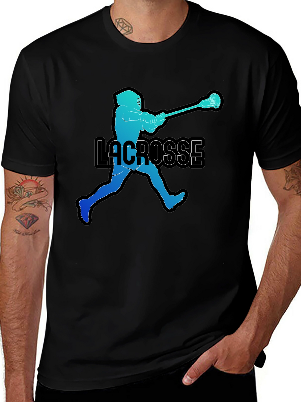 Lacrosse Player Silhouette Graphic T-Shirt