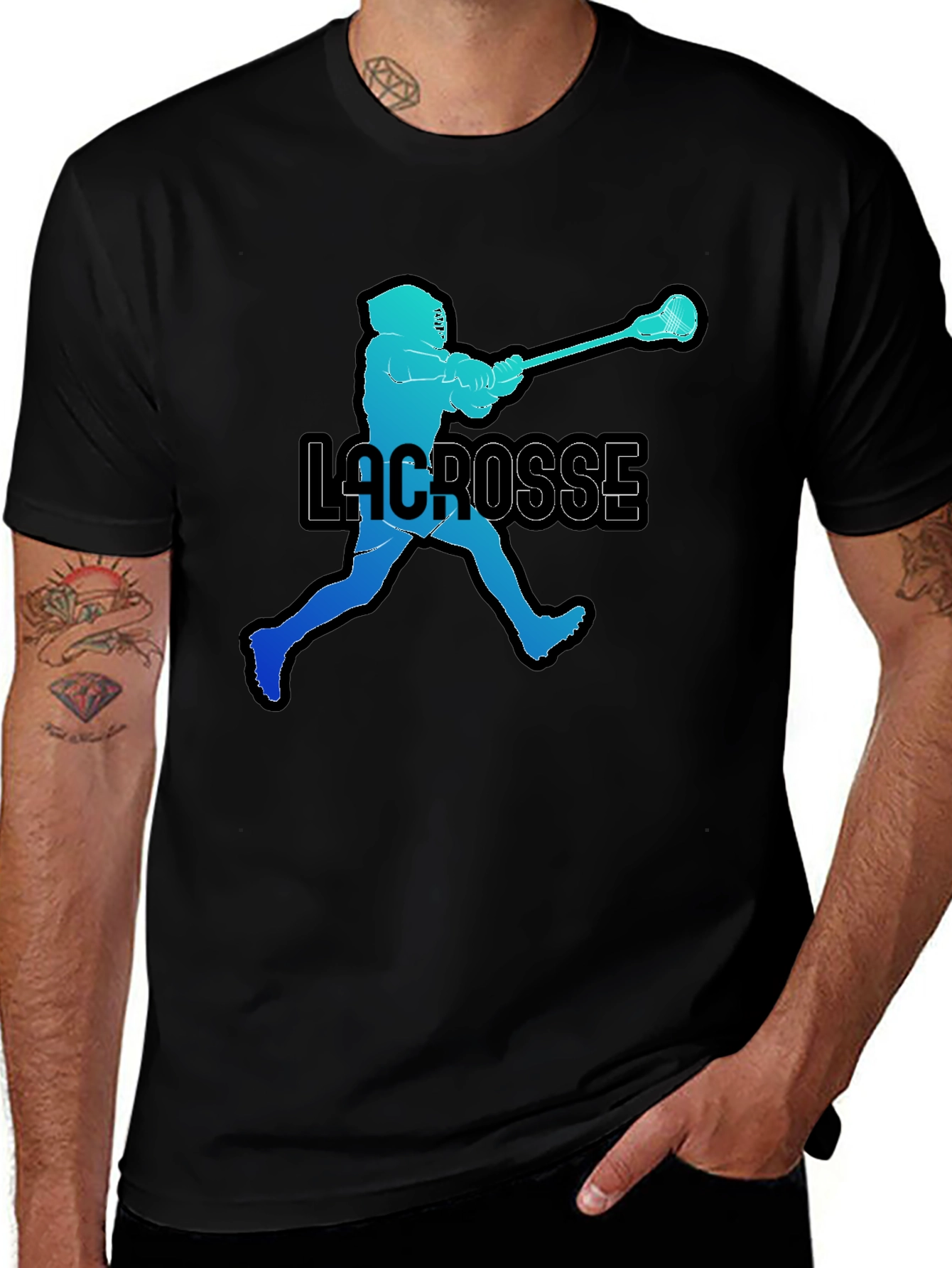 Lacrosse Player Silhouette Graphic T-Shirt