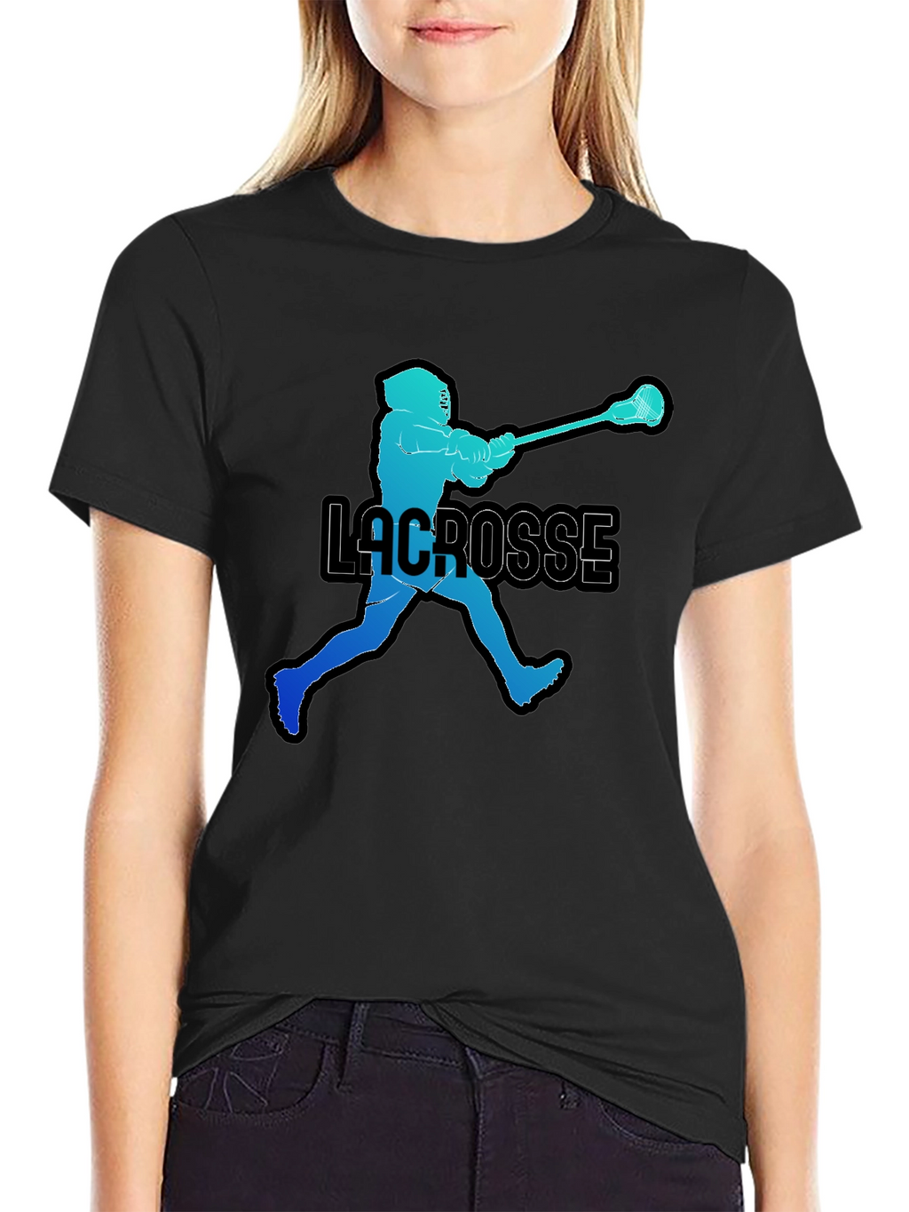 Lacrosse Player Silhouette Graphic T-Shirt