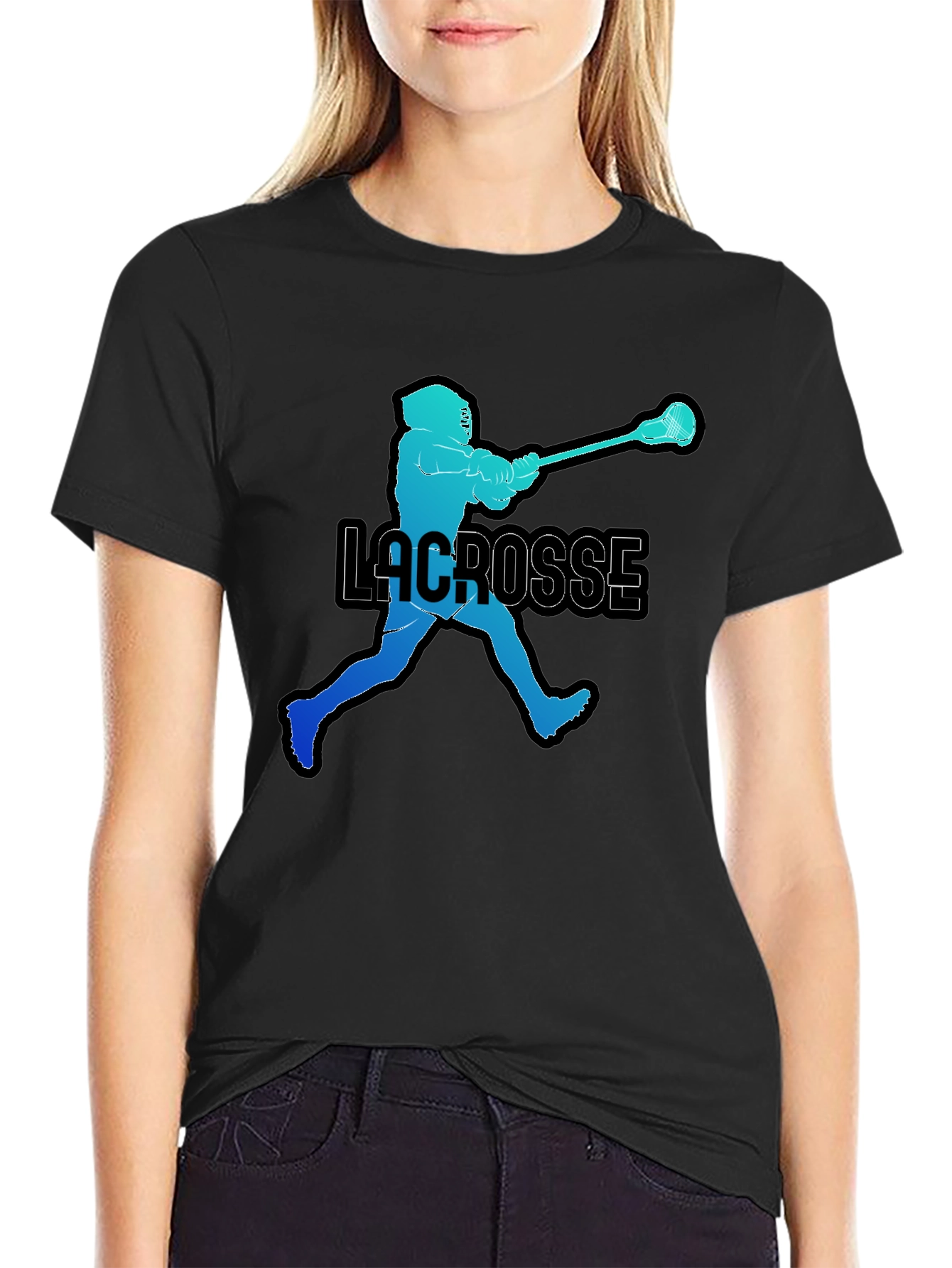 Lacrosse Player Silhouette Graphic T-Shirt