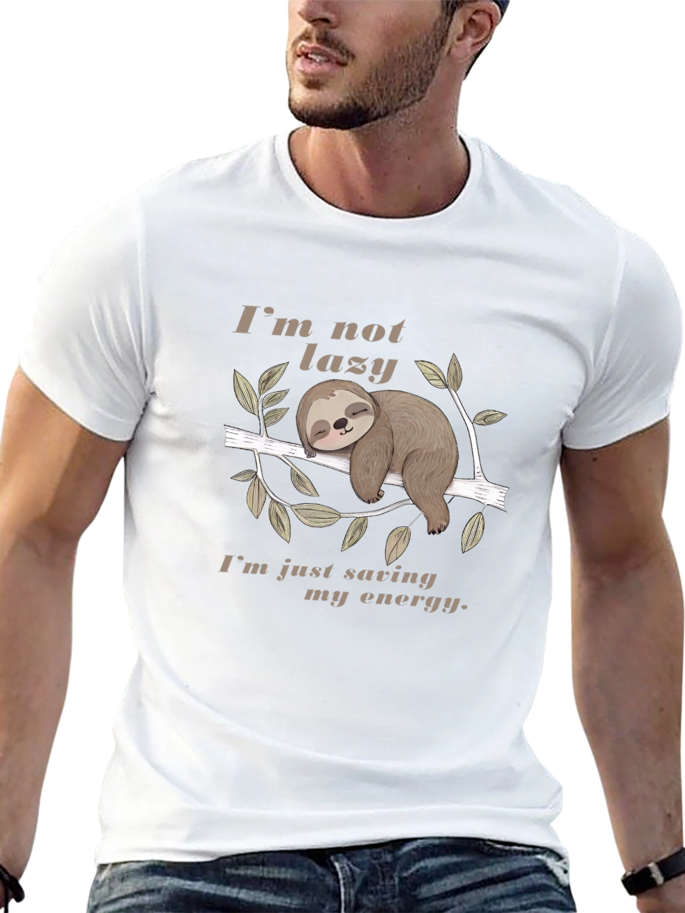 Lazy Sloth Energy Saving Black T-Shirt
