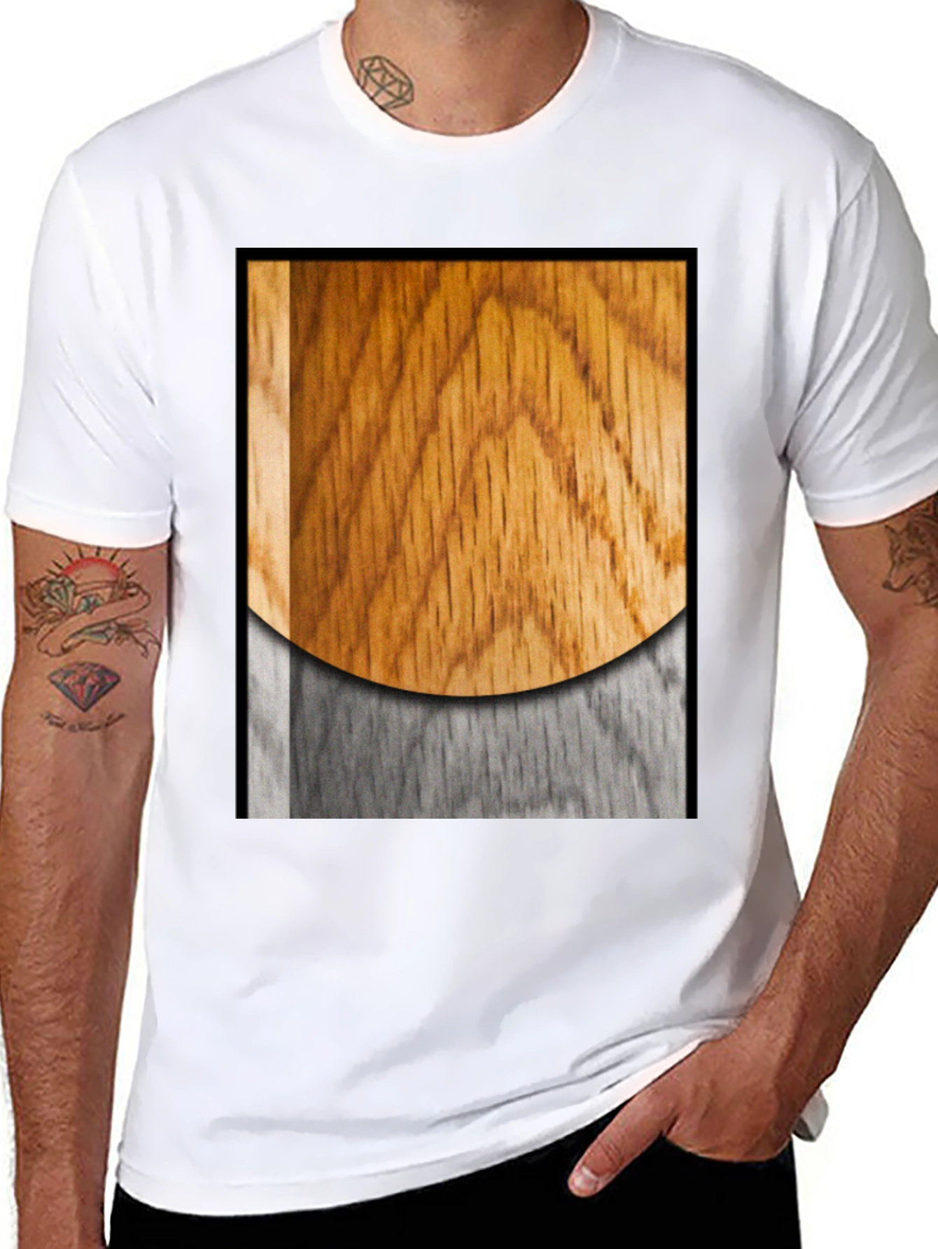 Wood Grain Graphic Black T-Shirt