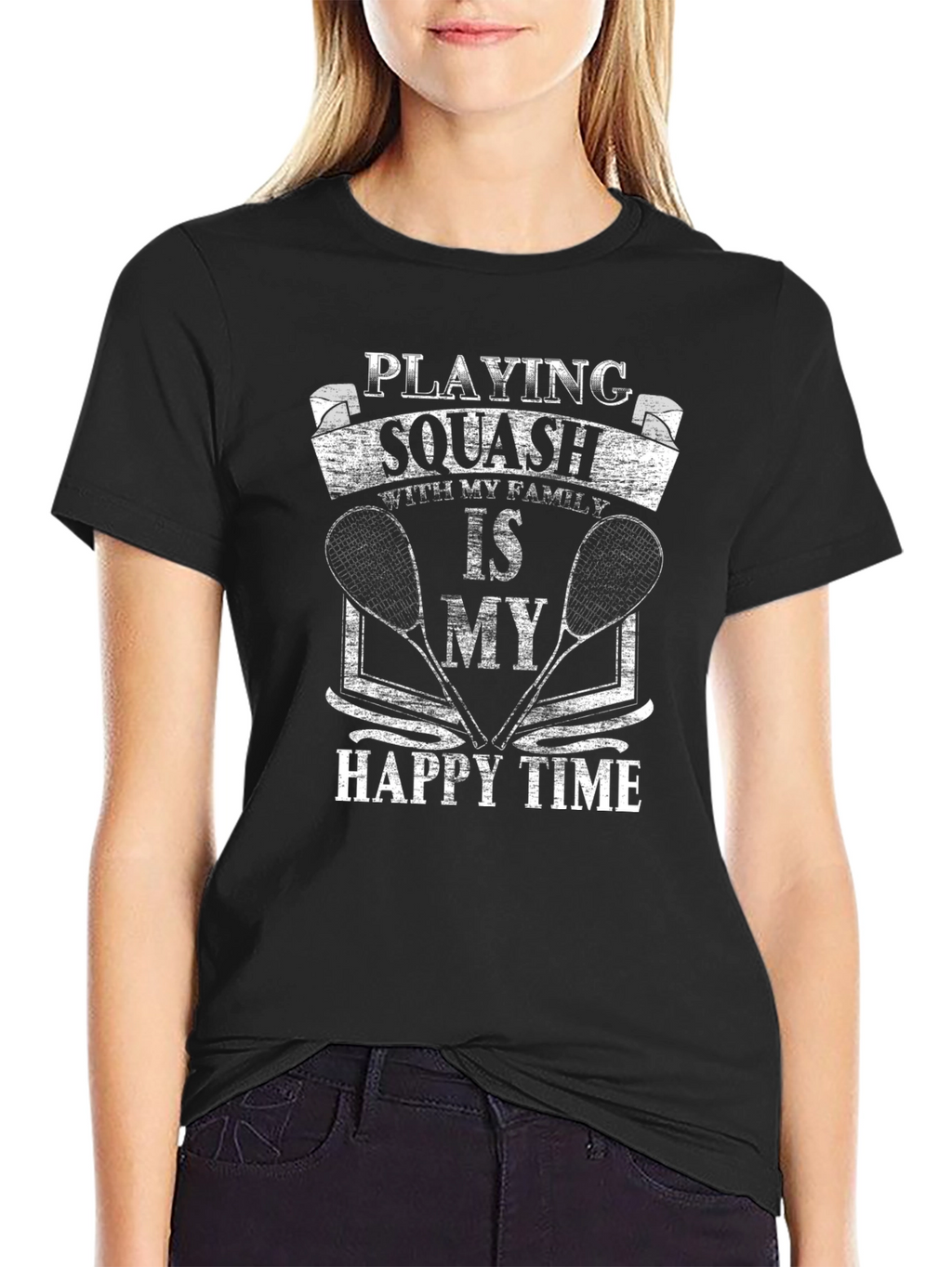 Squash Player Graphic T-Shirt: Happy Time Tee