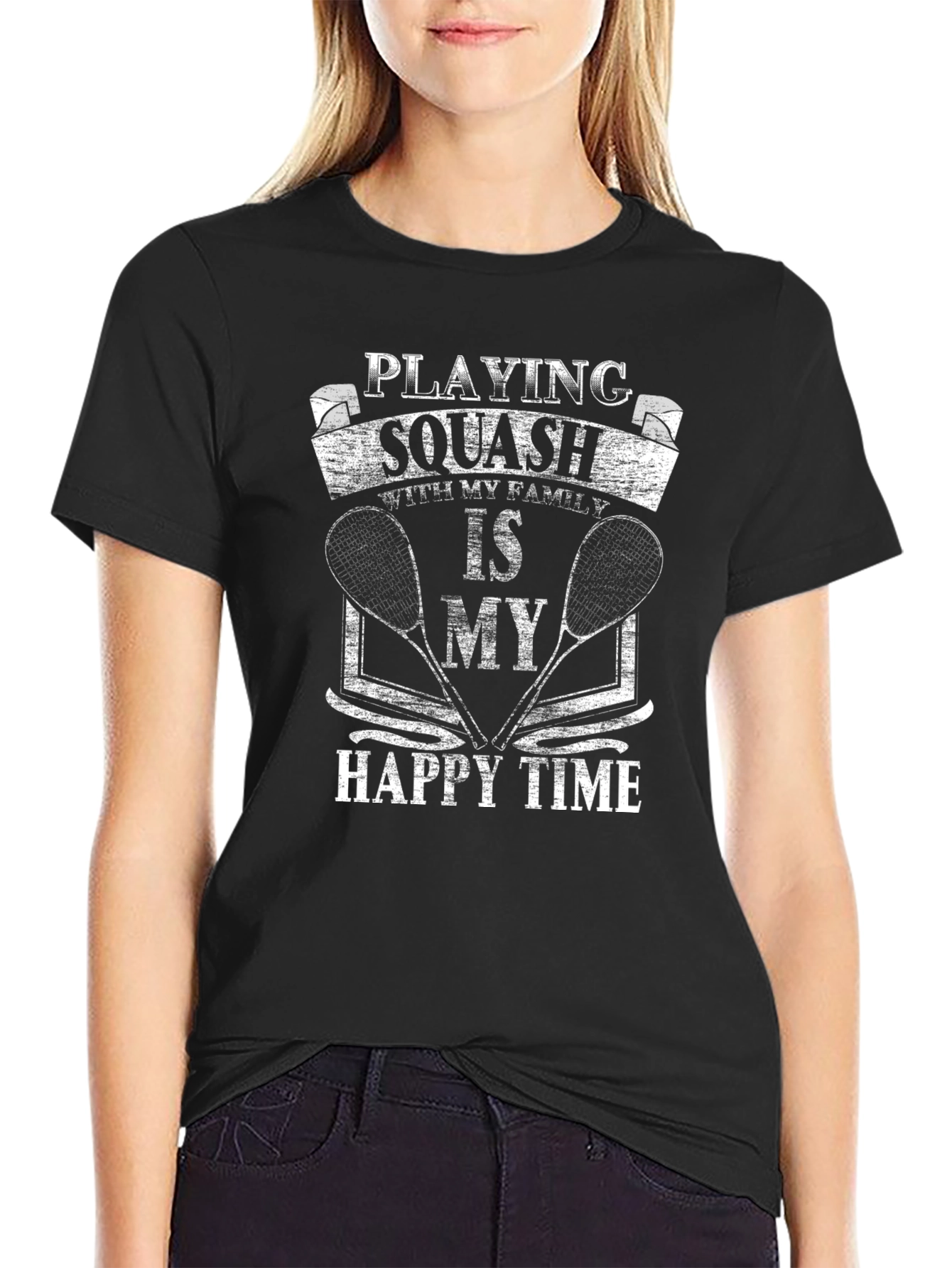 Squash Player Graphic T-Shirt: Happy Time Tee