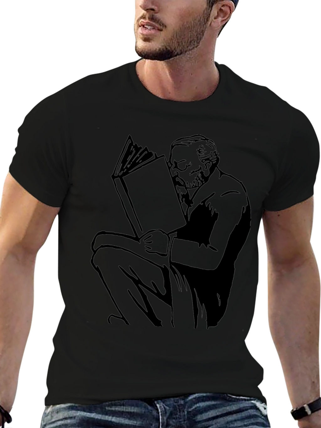 Reading Man Graphic Tee - Unisex Black T-Shirt
