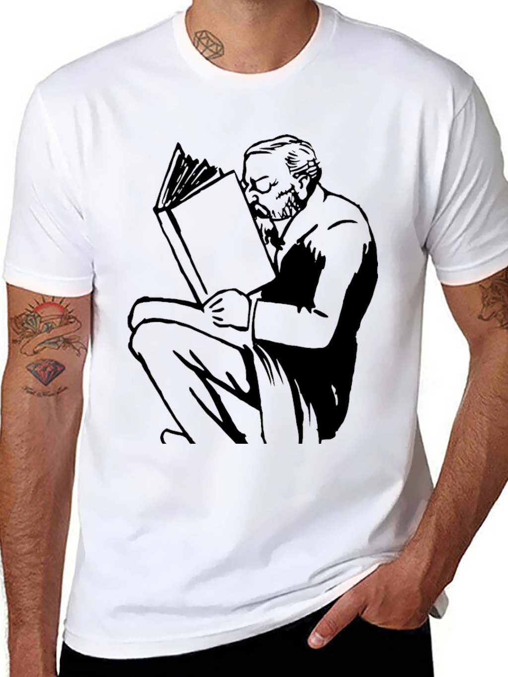 Reading Man Graphic Tee - Unisex Black T-Shirt