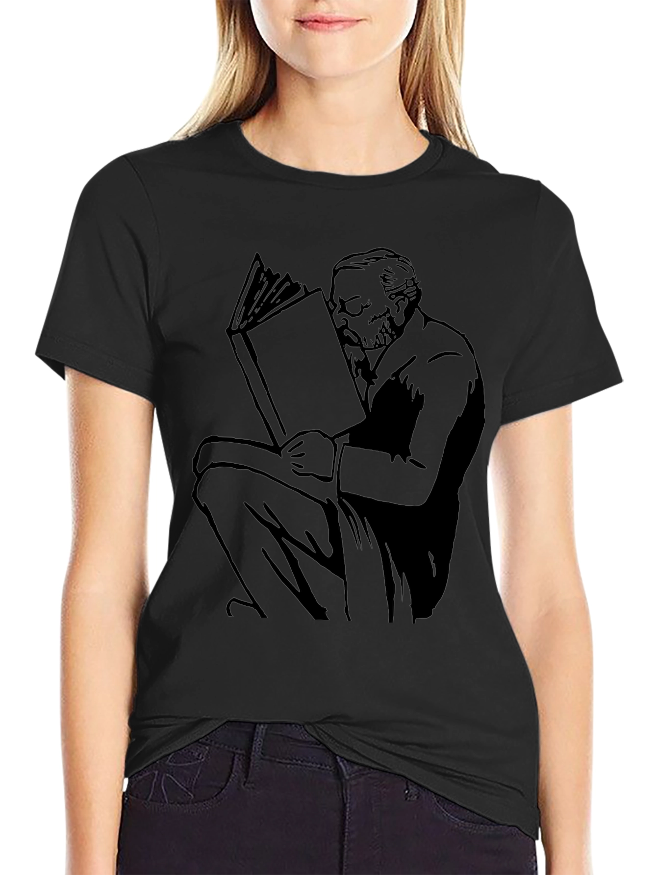 Reading Man Graphic Tee - Unisex Black T-Shirt