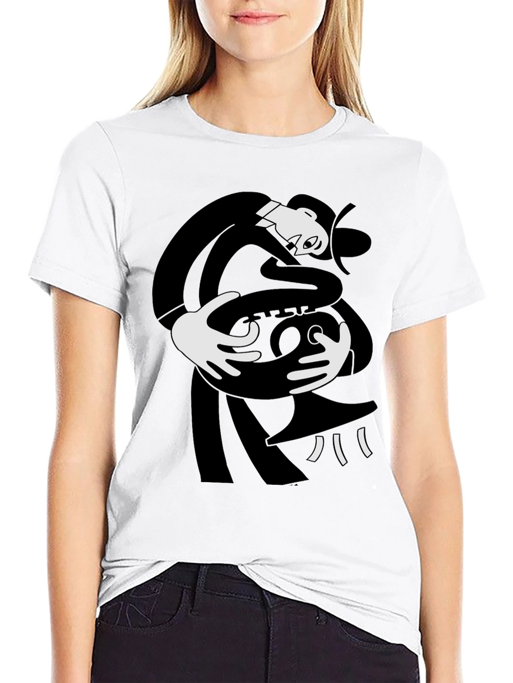 Abstract Saxophone Player Black T-Shirt