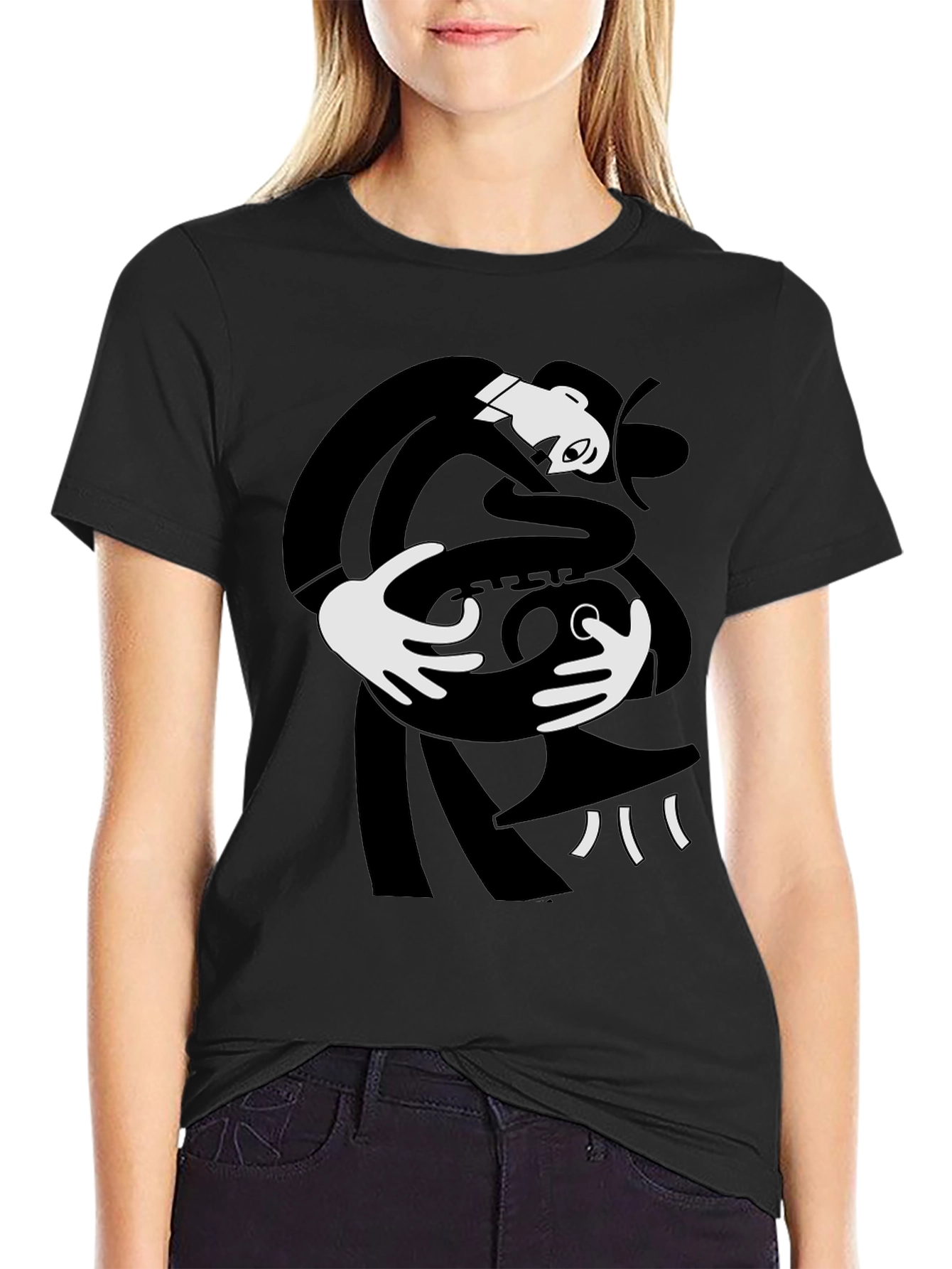 Abstract Saxophone Player Black T-Shirt