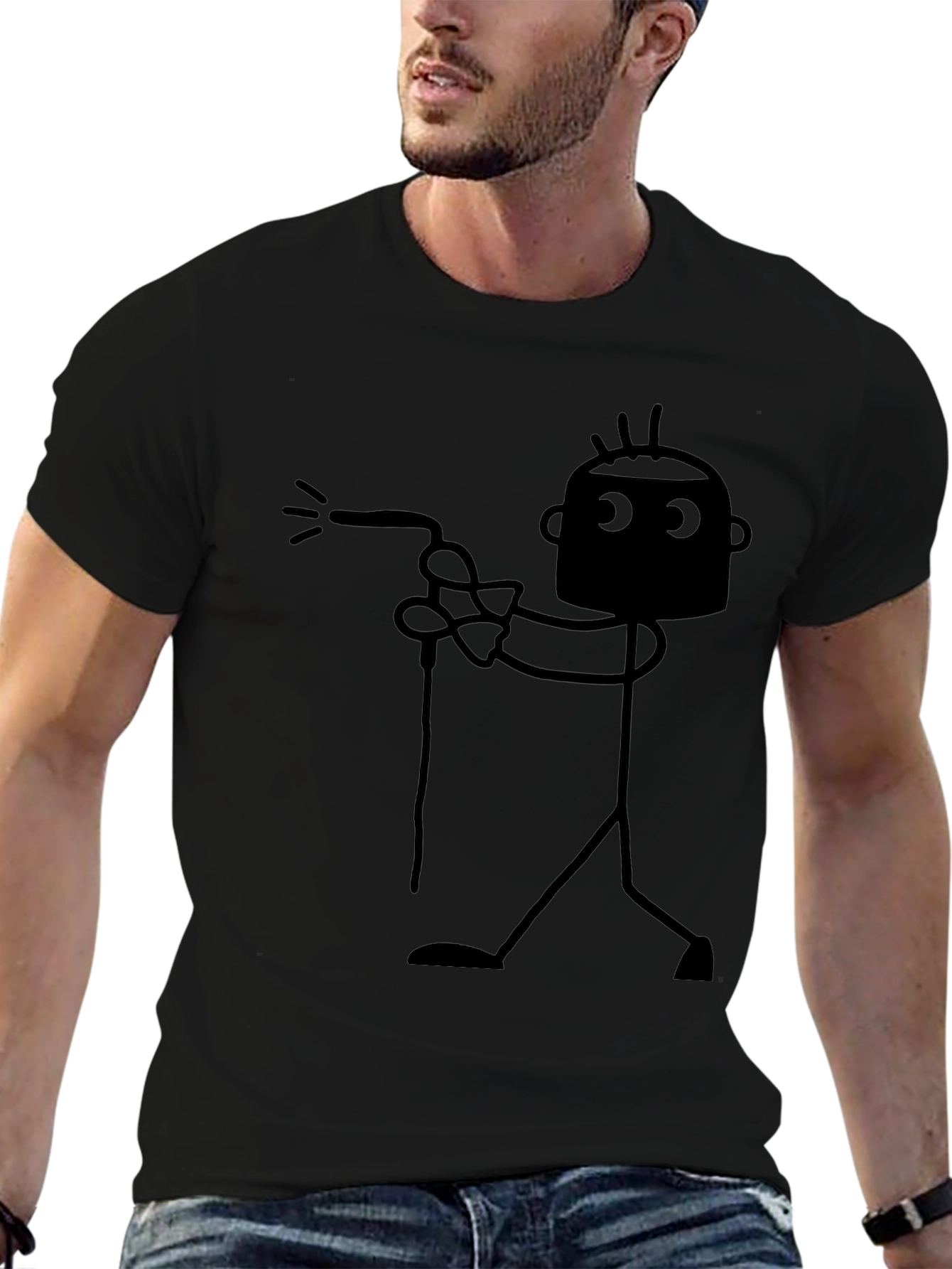 Funny Welder Stick Figure Black T-Shirt