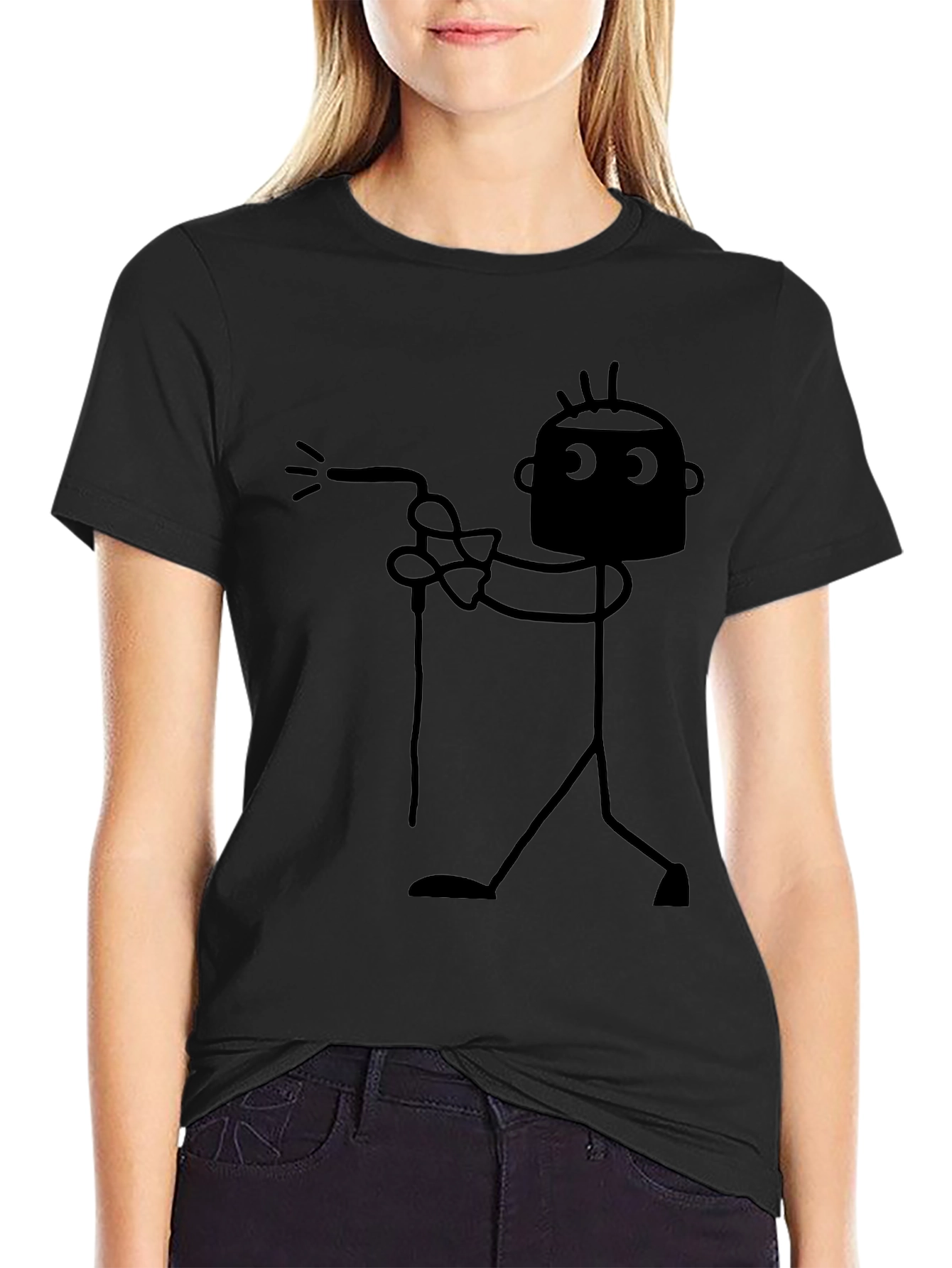 Funny Welder Stick Figure Black T-Shirt