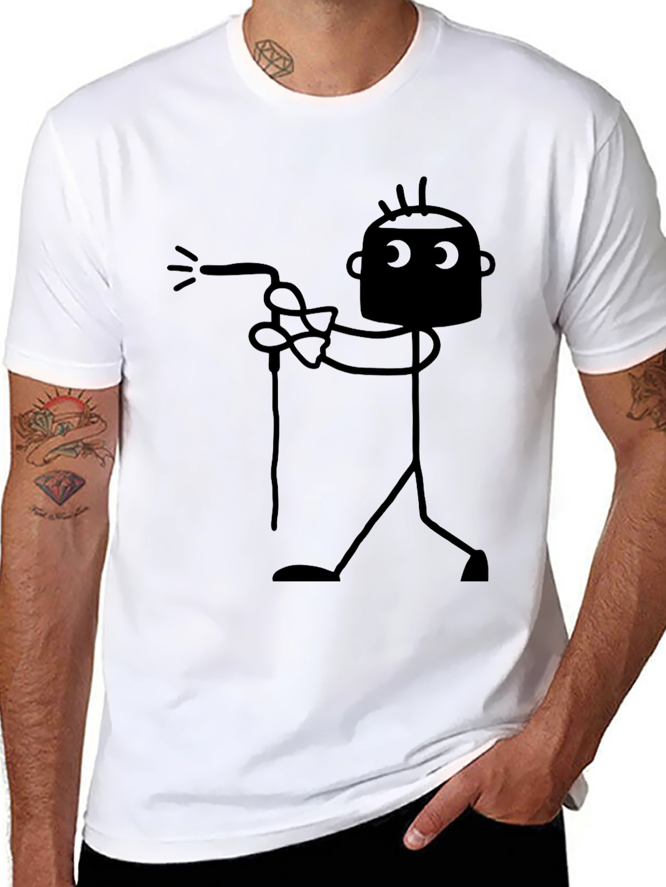 Funny Welder Stick Figure Black T-Shirt
