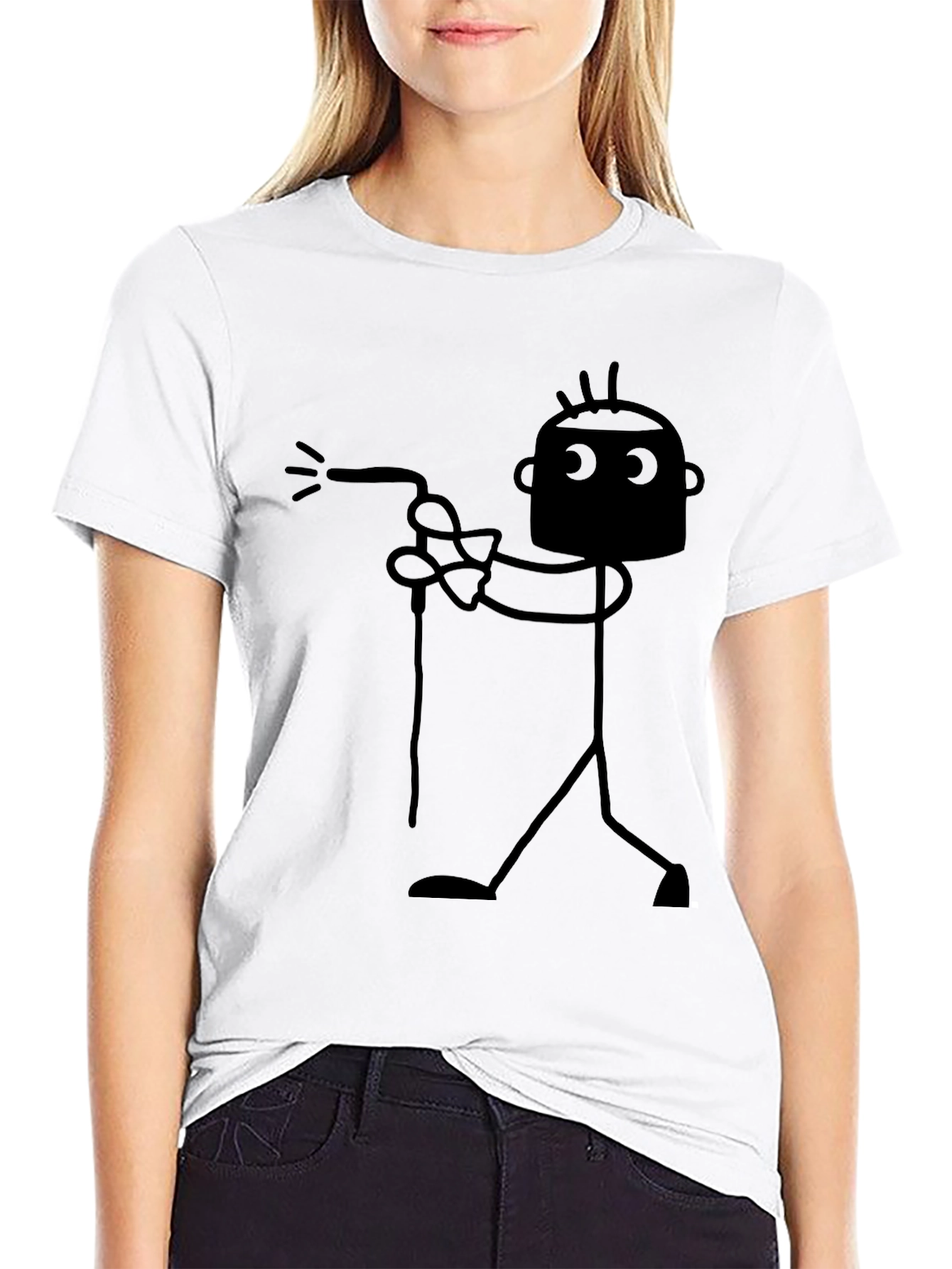 Funny Welder Stick Figure Black T-Shirt