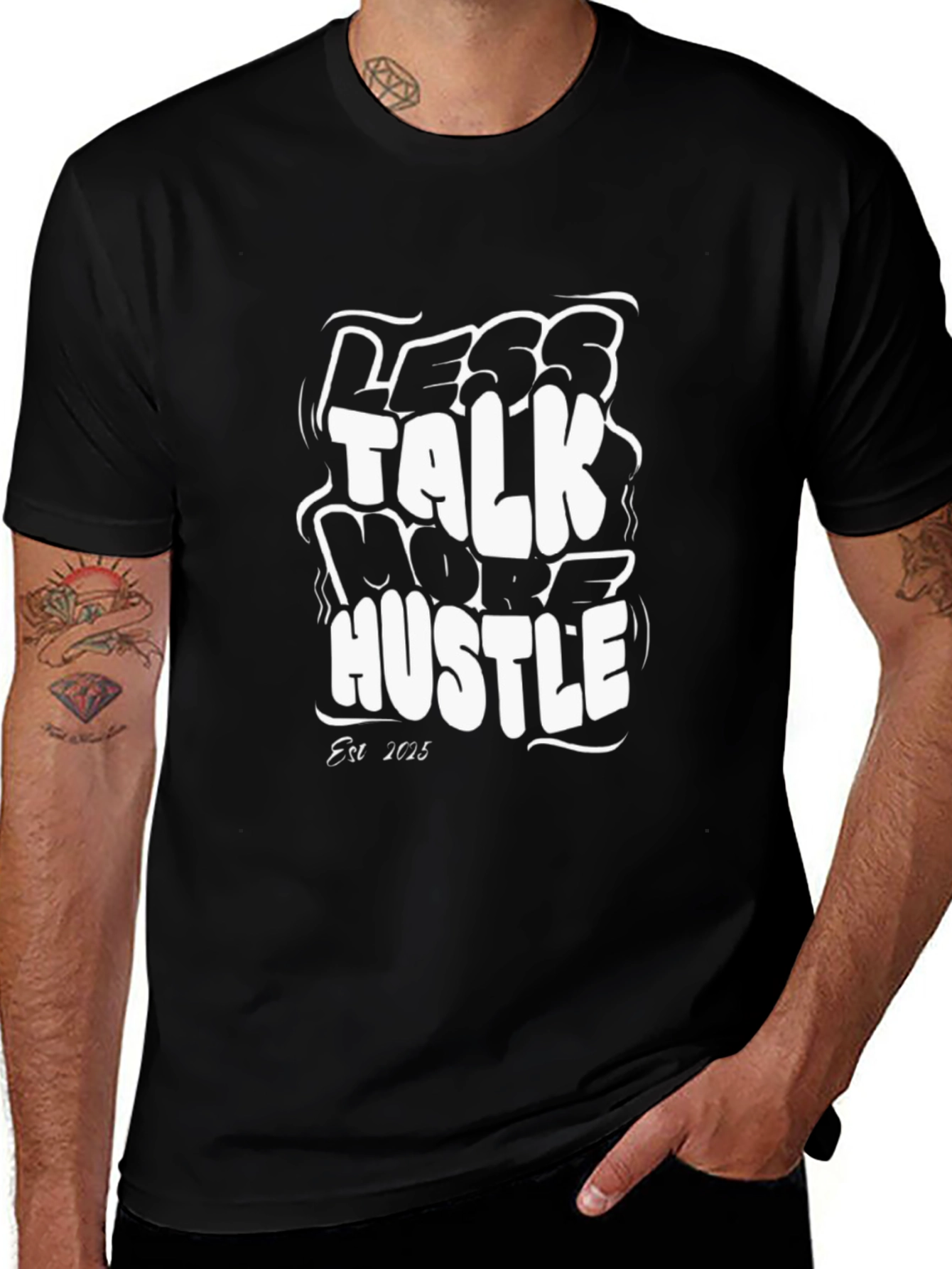 Less Talk More Hustle Black Graphic Tee