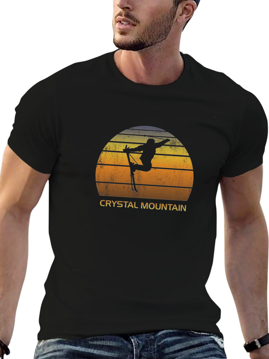 Crystal Mountain Retro Skier Graphic Tee