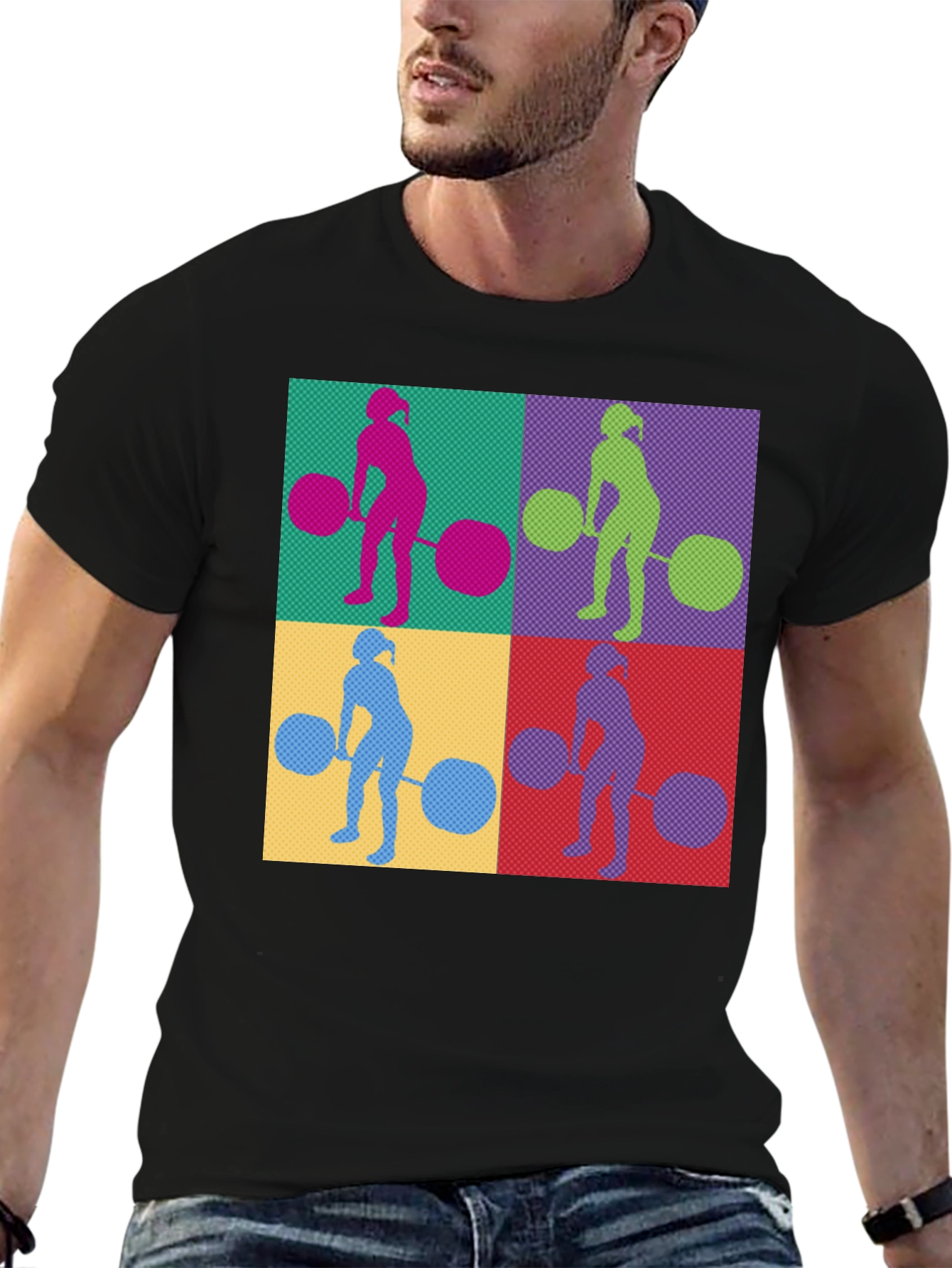 Weightlifting Woman T-Shirt - Retro Pop Art Style