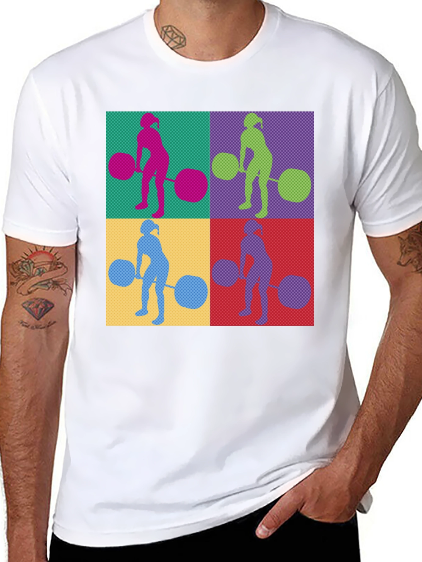 Weightlifting Woman T-Shirt - Retro Pop Art Style