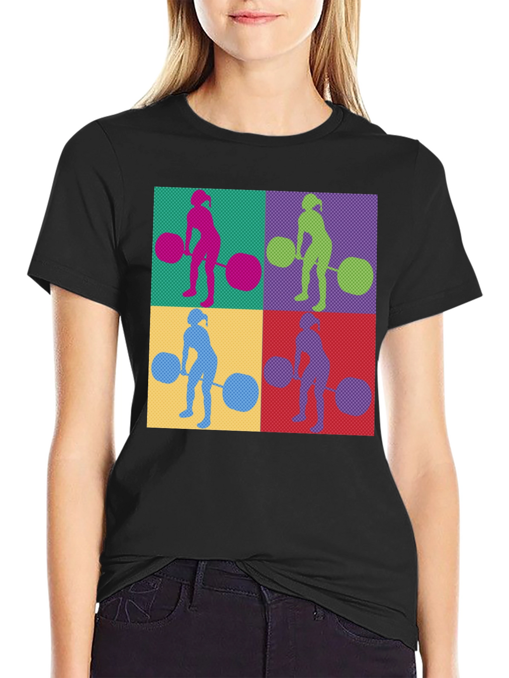 Weightlifting Woman T-Shirt - Retro Pop Art Style