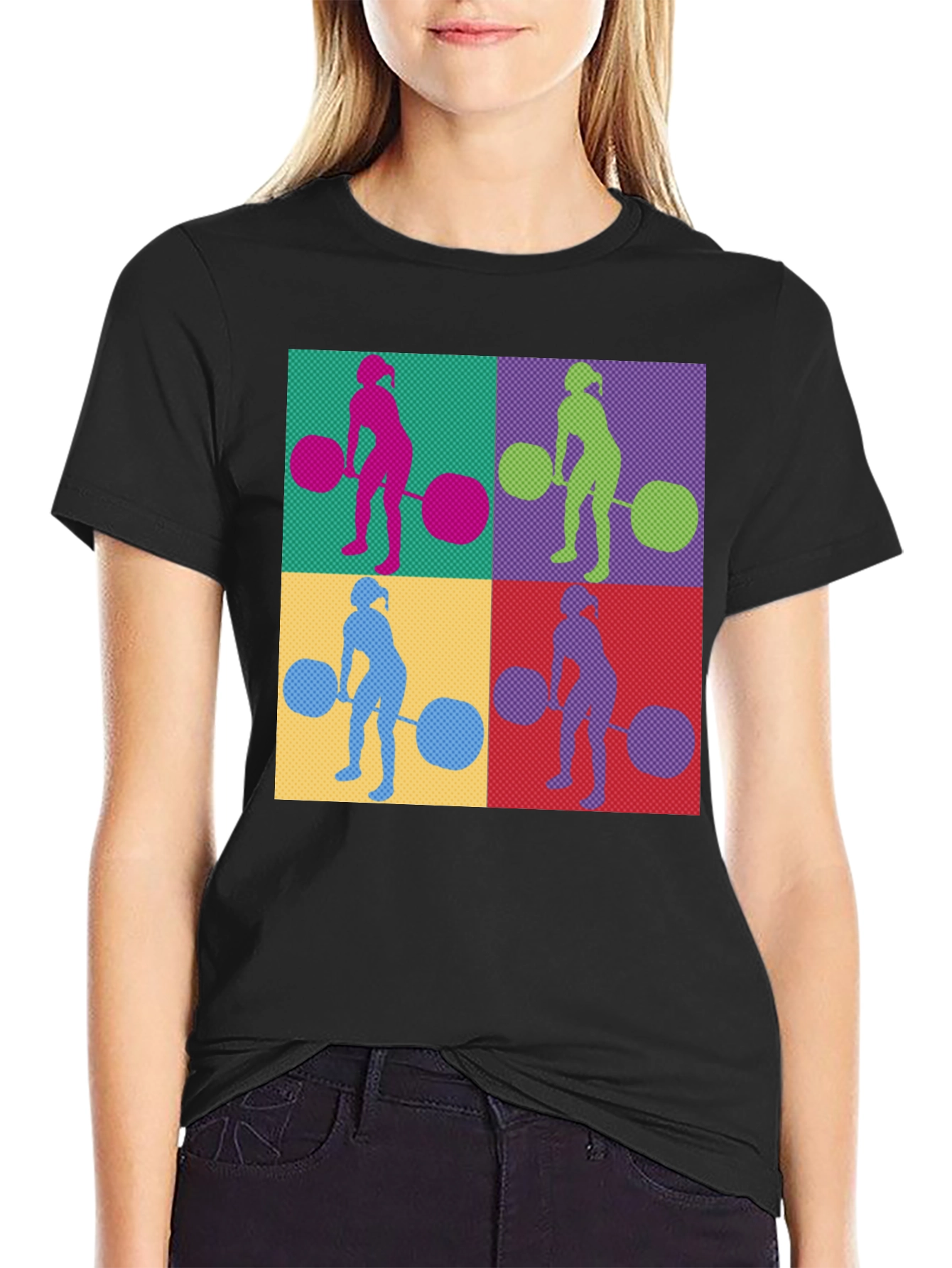 Weightlifting Woman T-Shirt - Retro Pop Art Style