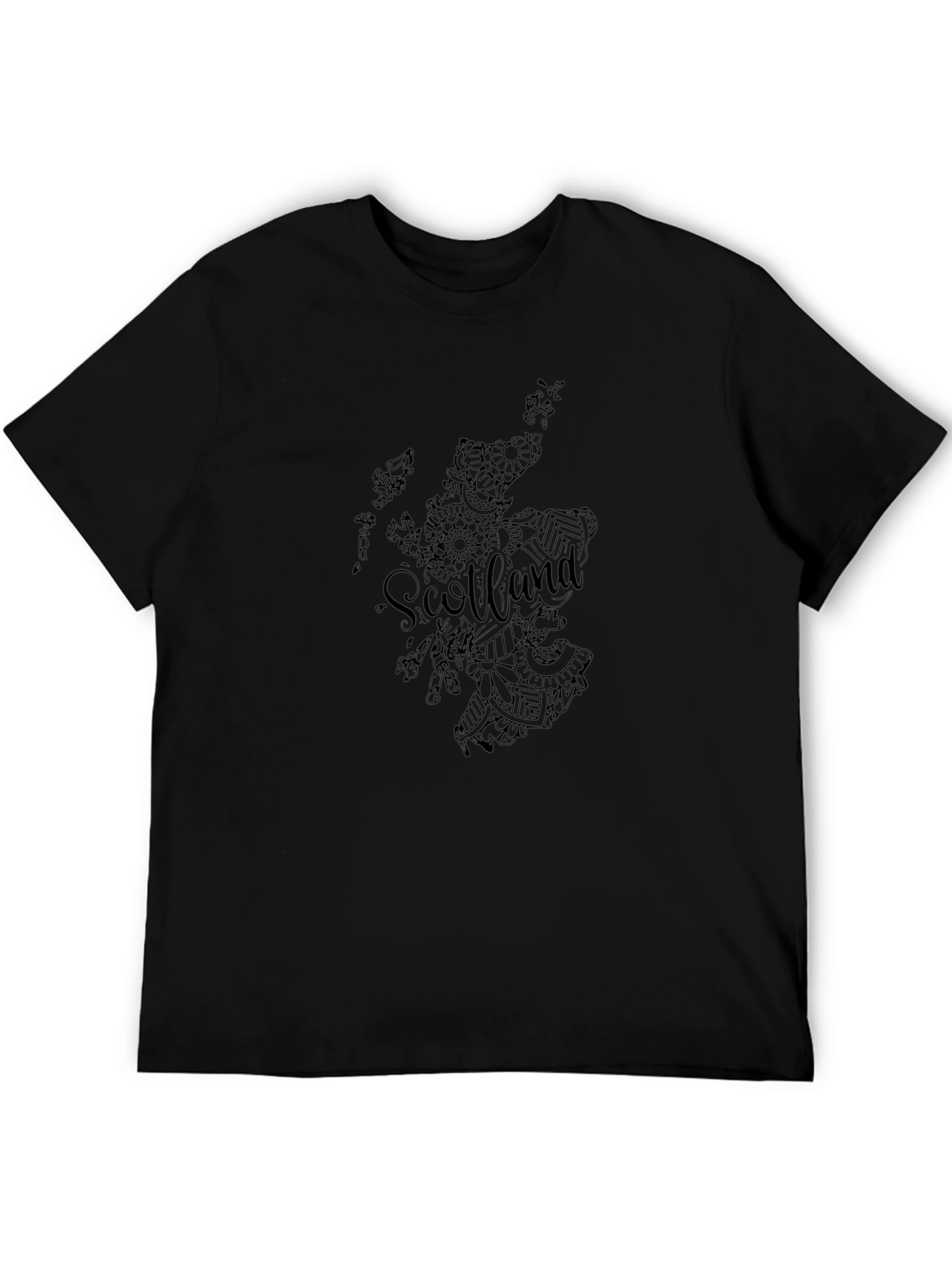 Scotland Map Black T-Shirt Unique Design