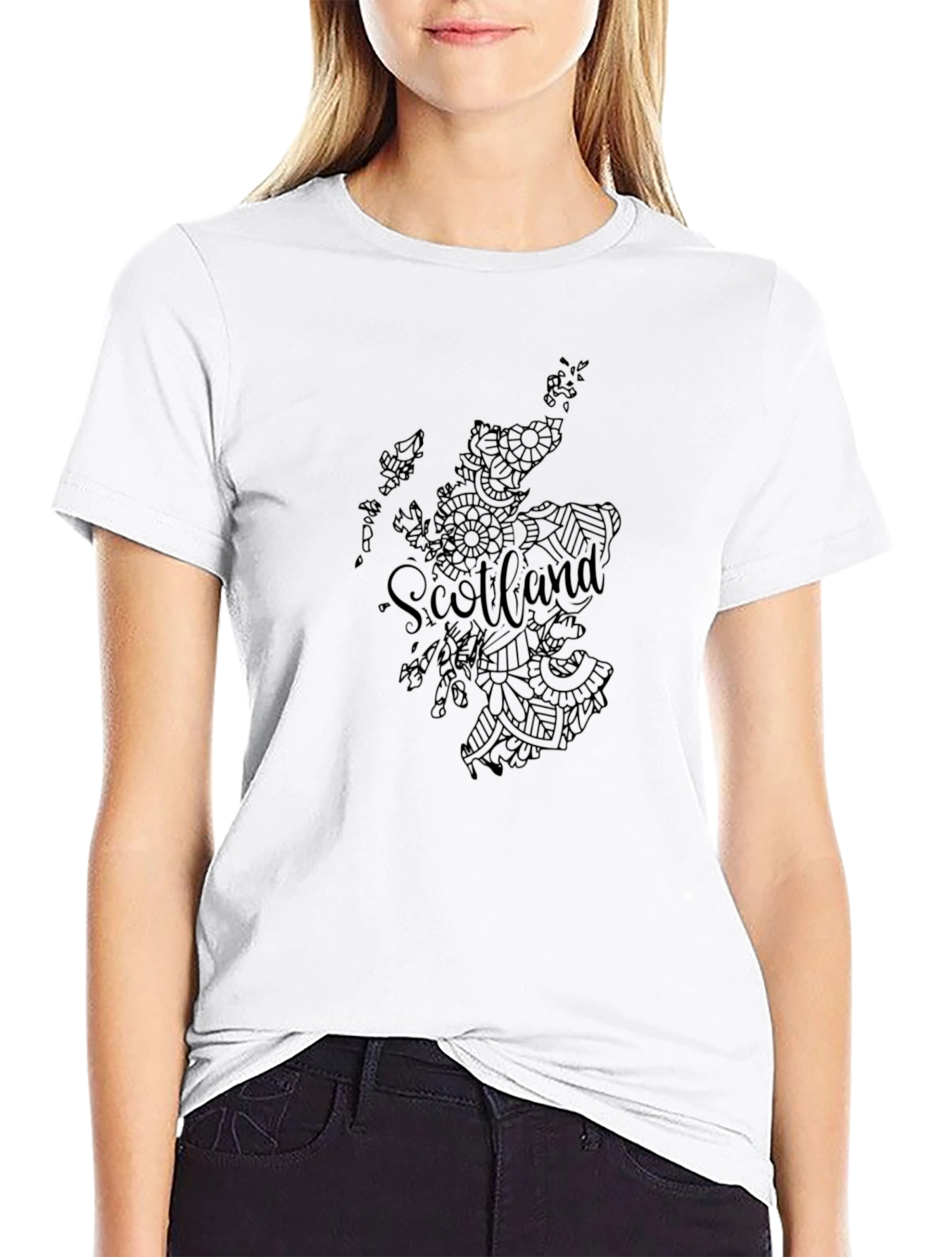 Scotland Map Black T-Shirt Unique Design