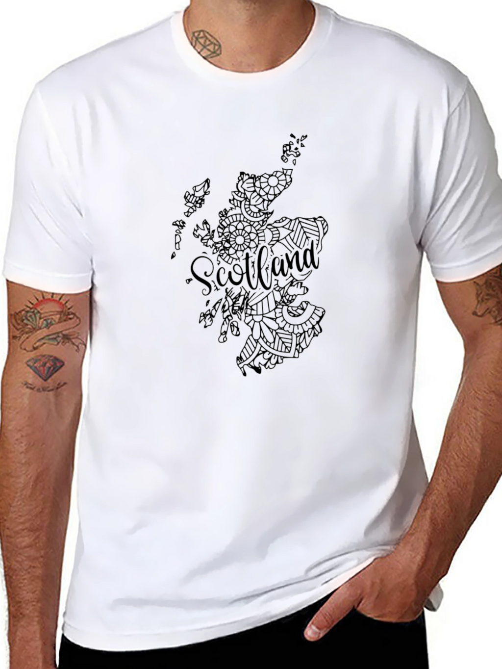 Scotland Map Black T-Shirt Unique Design