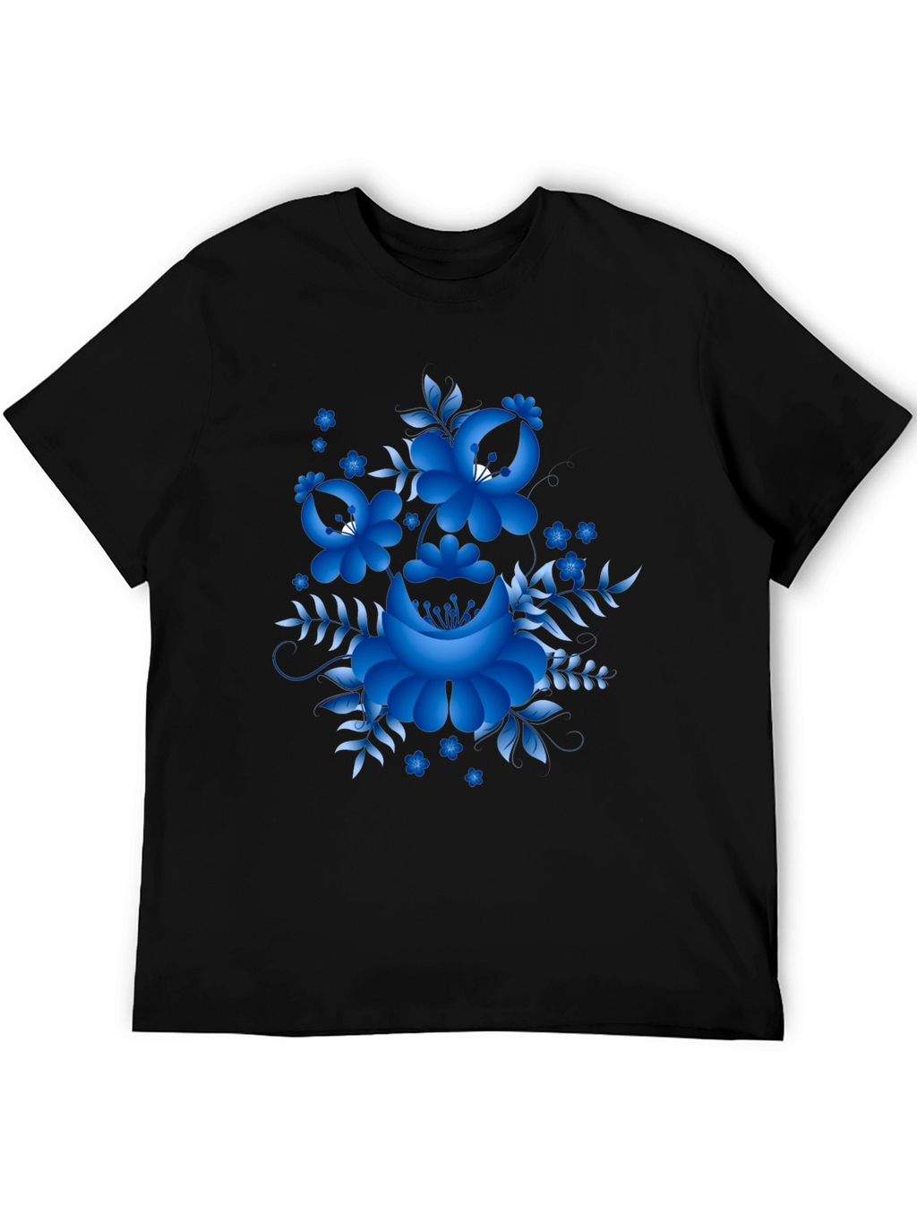 Floral Design Black T-Shirt