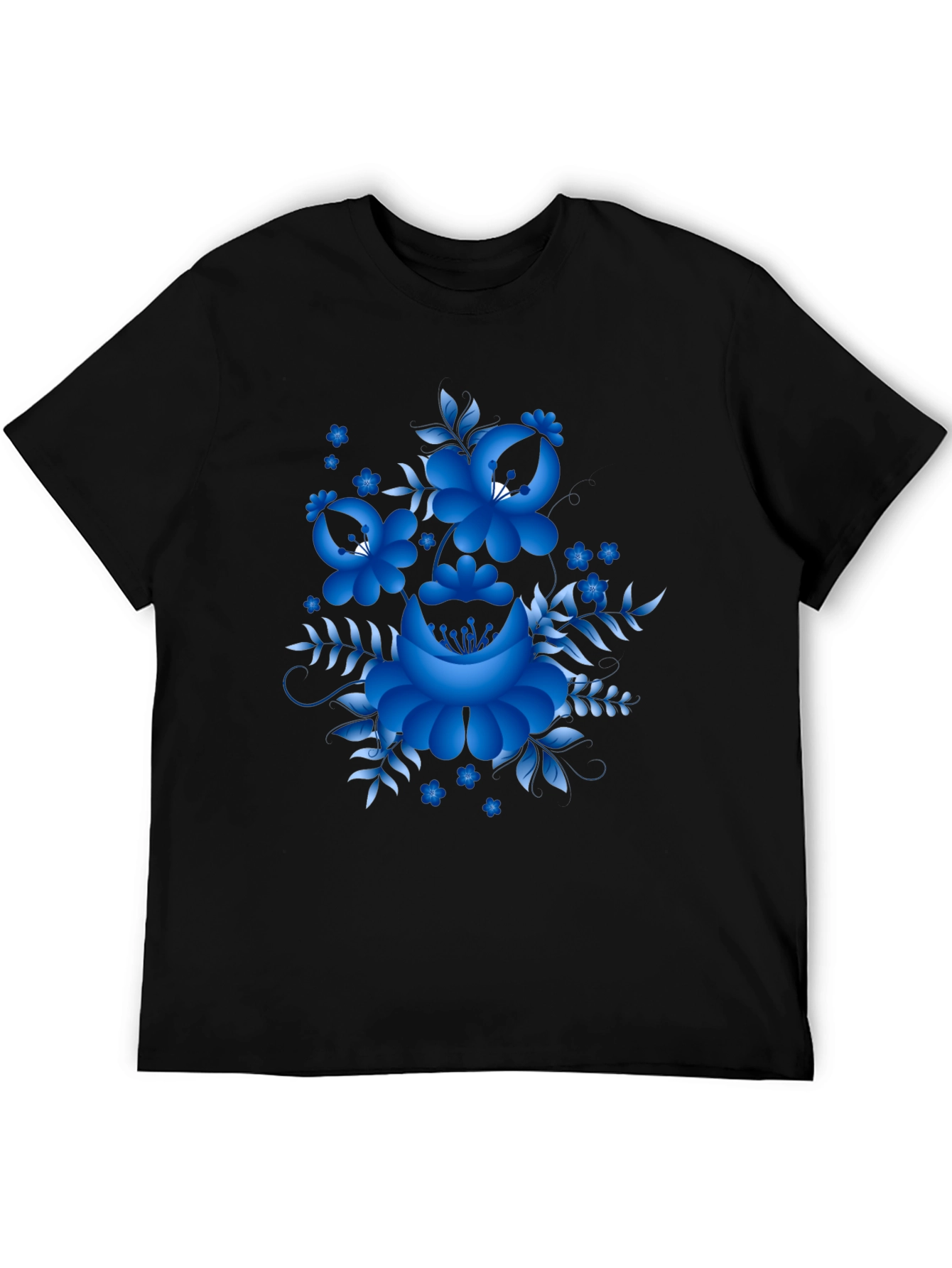 Floral Design Black T-Shirt