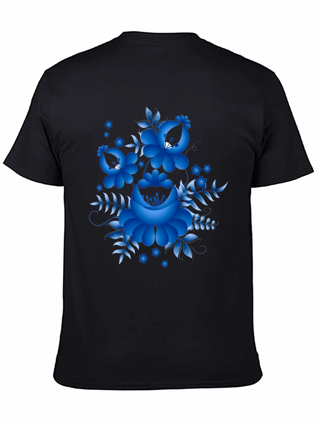 Floral Design Black T-Shirt