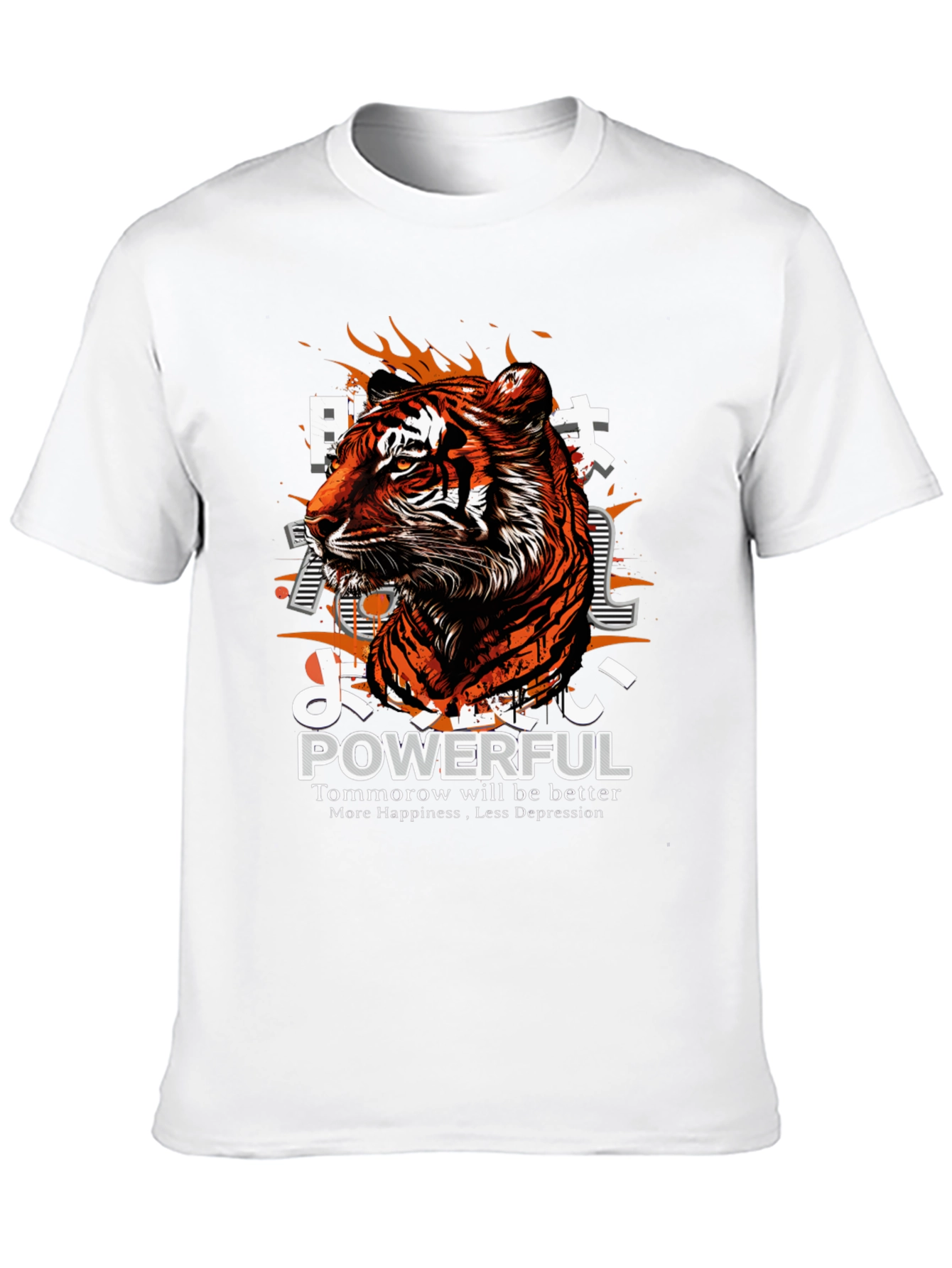 Powerful Tiger Graphic Print Black T-Shirt