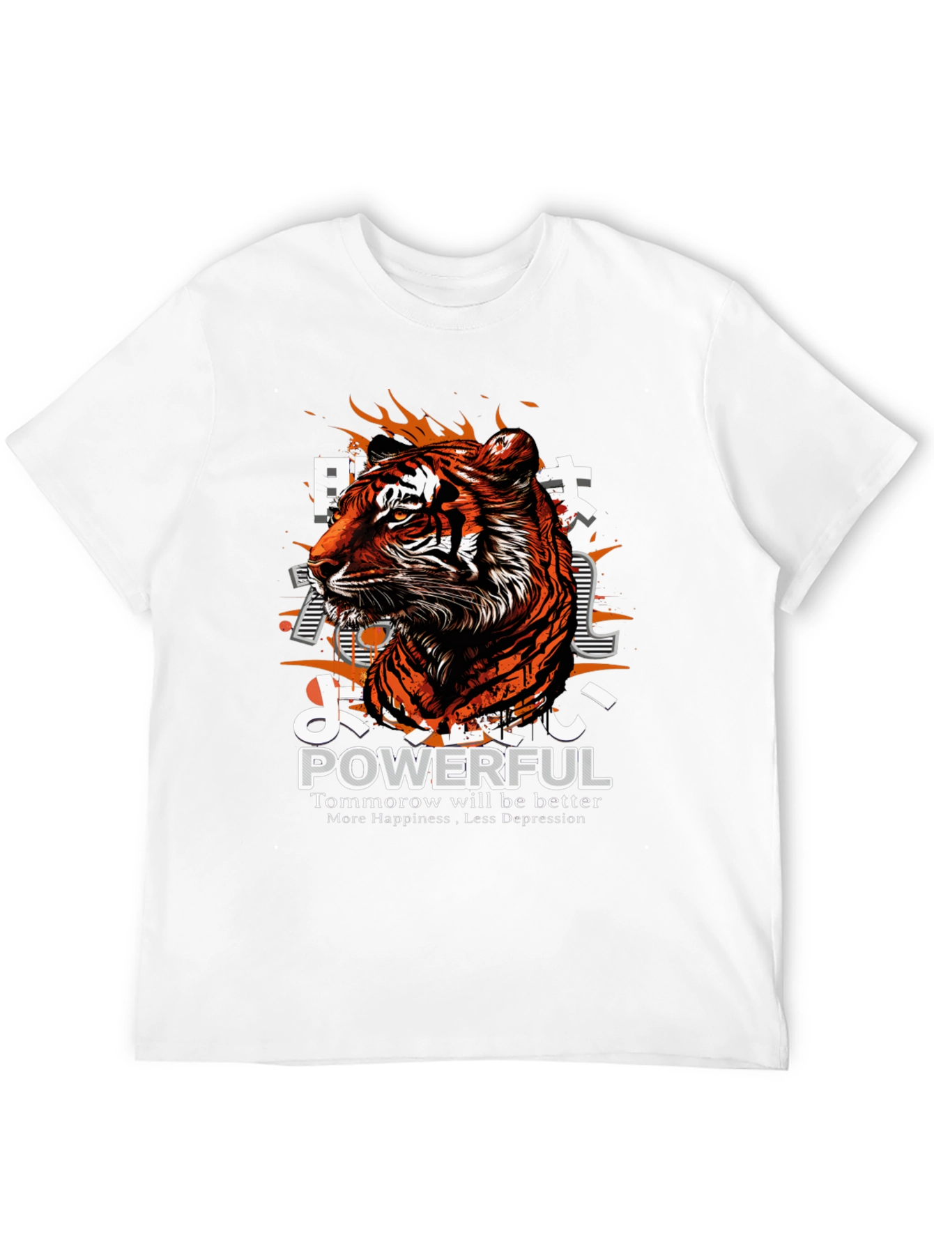 Powerful Tiger Graphic Print Black T-Shirt