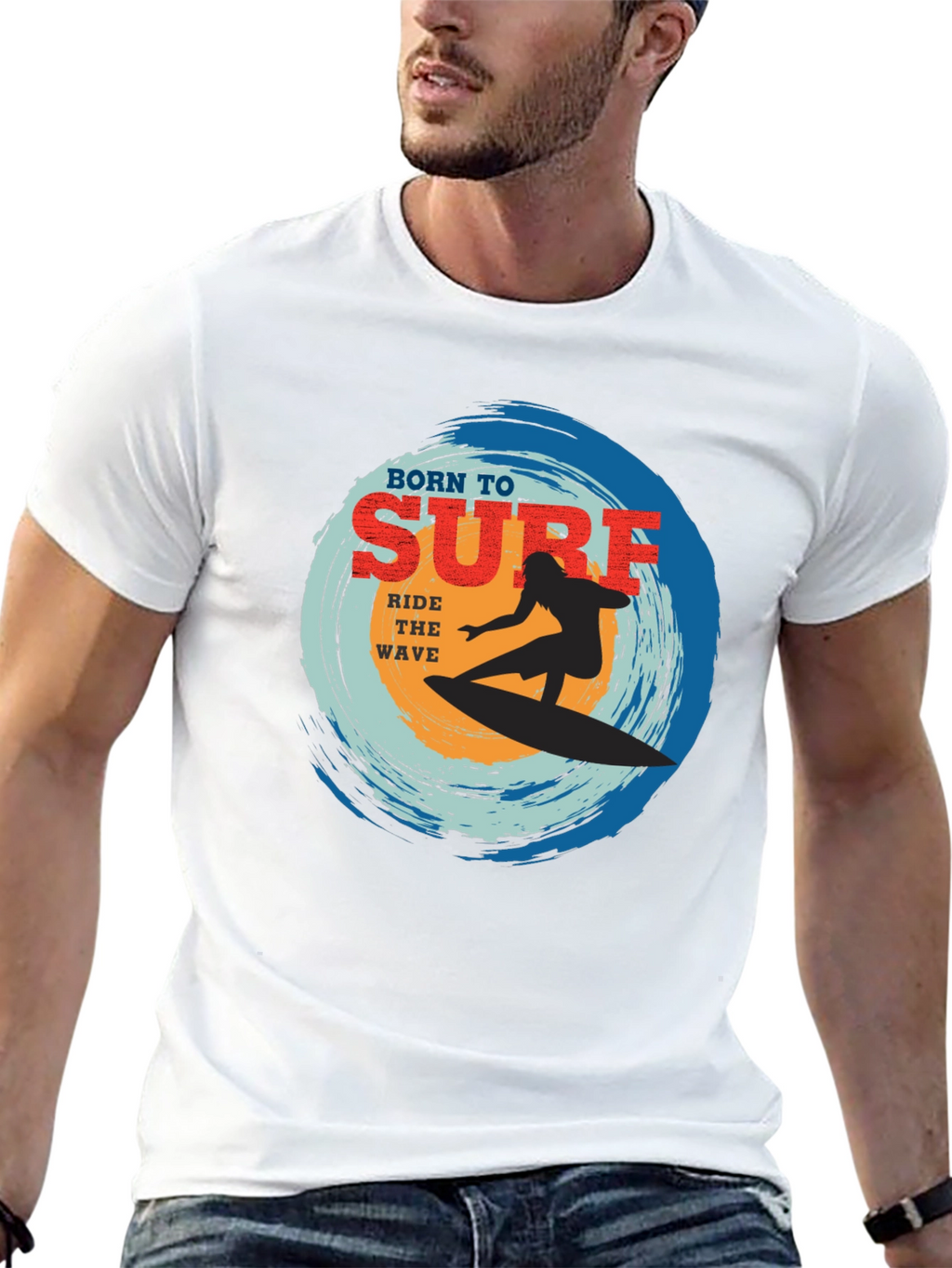 Born To Surf Black Graphic Tee