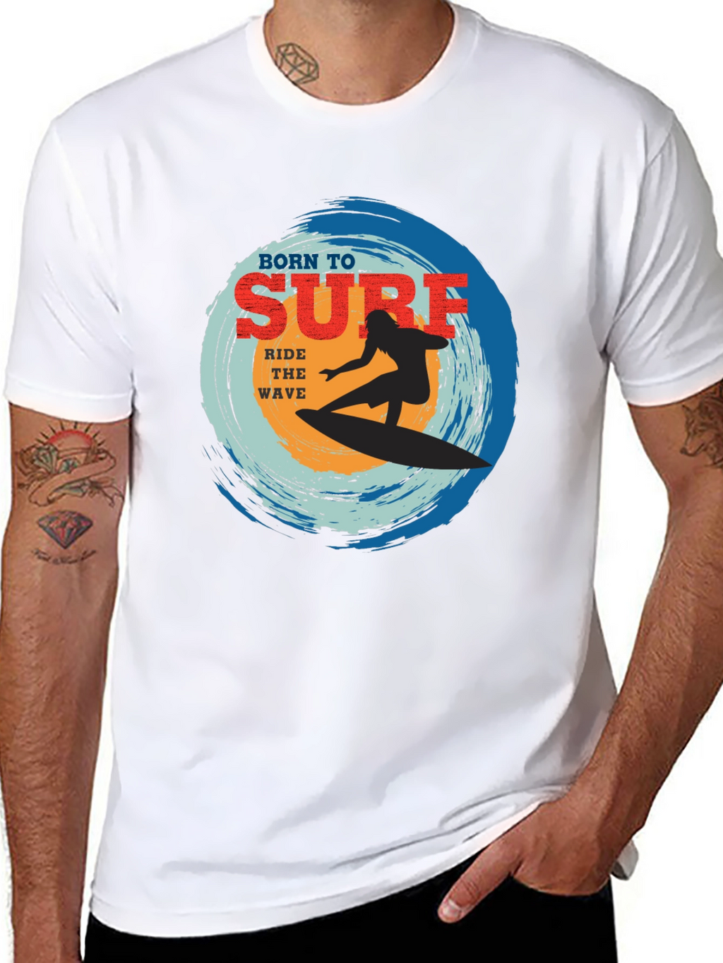 Born To Surf Black Graphic Tee