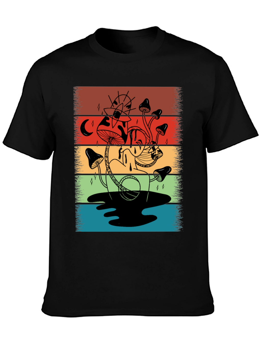Retro Mushroom Graphic T-Shirt - Psychedelic Style