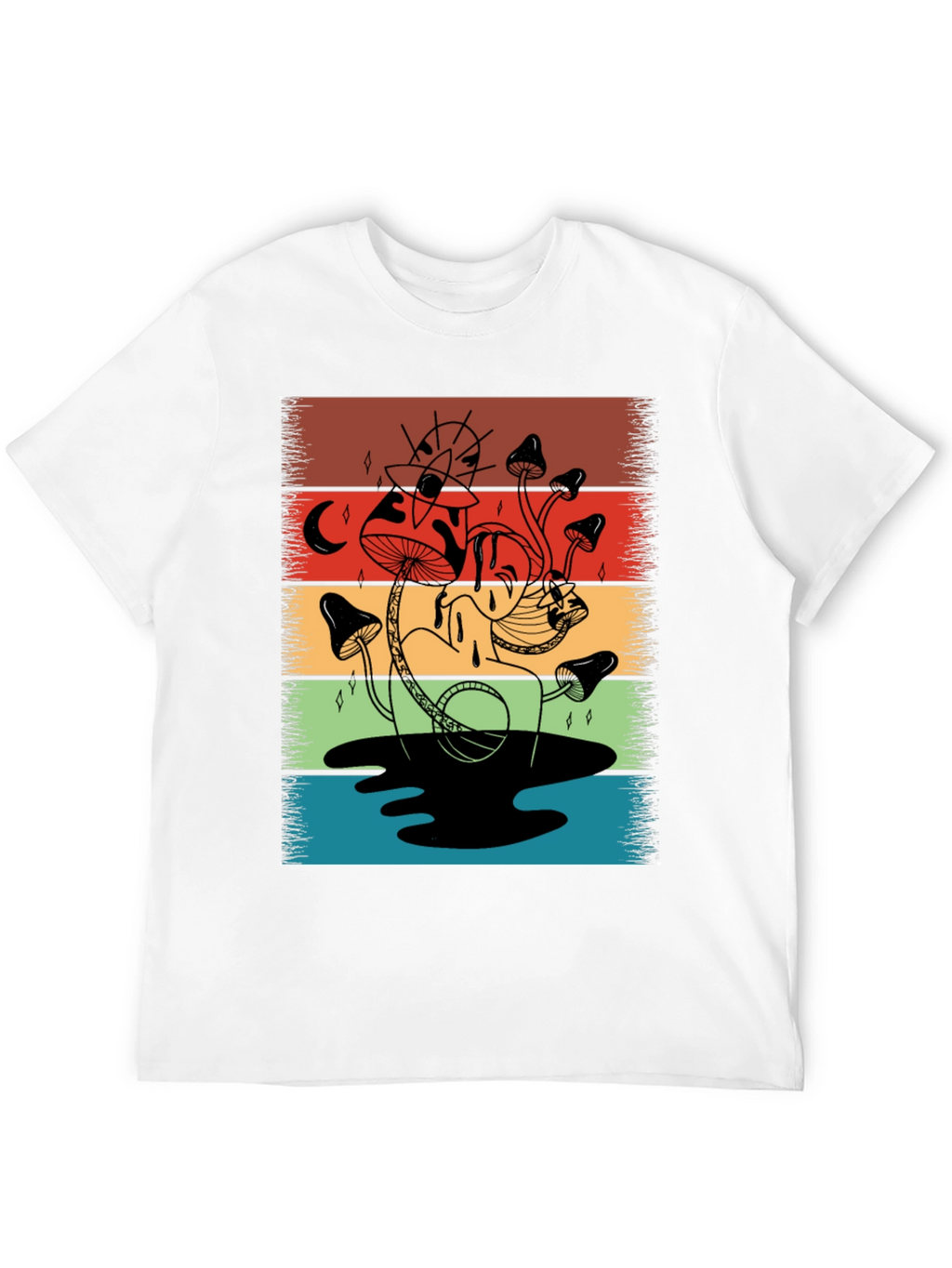 Retro Mushroom Graphic T-Shirt - Psychedelic Style