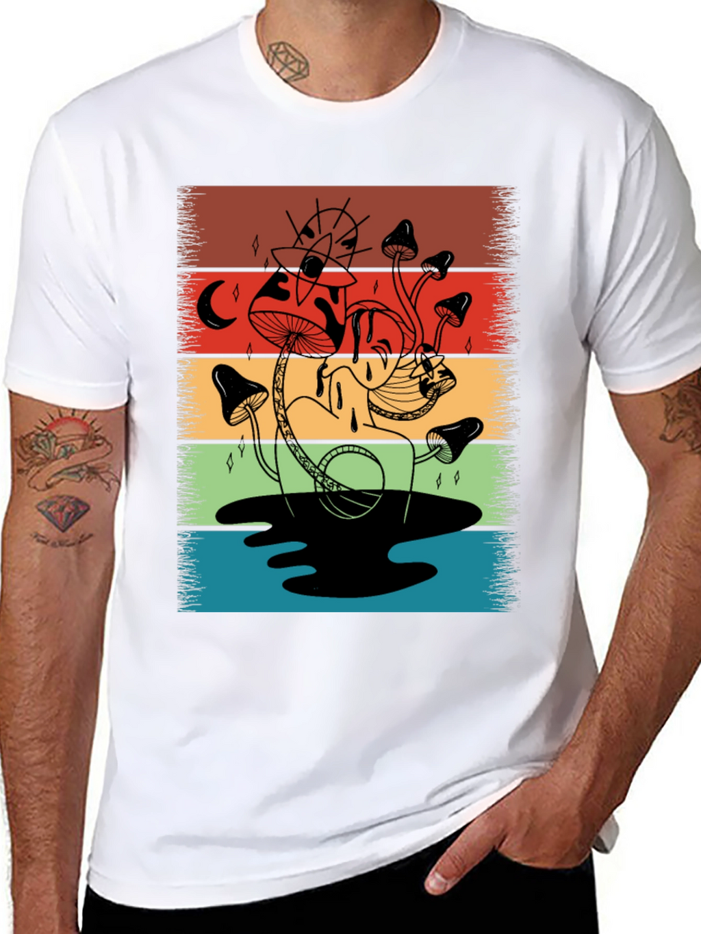Retro Mushroom Graphic T-Shirt - Psychedelic Style