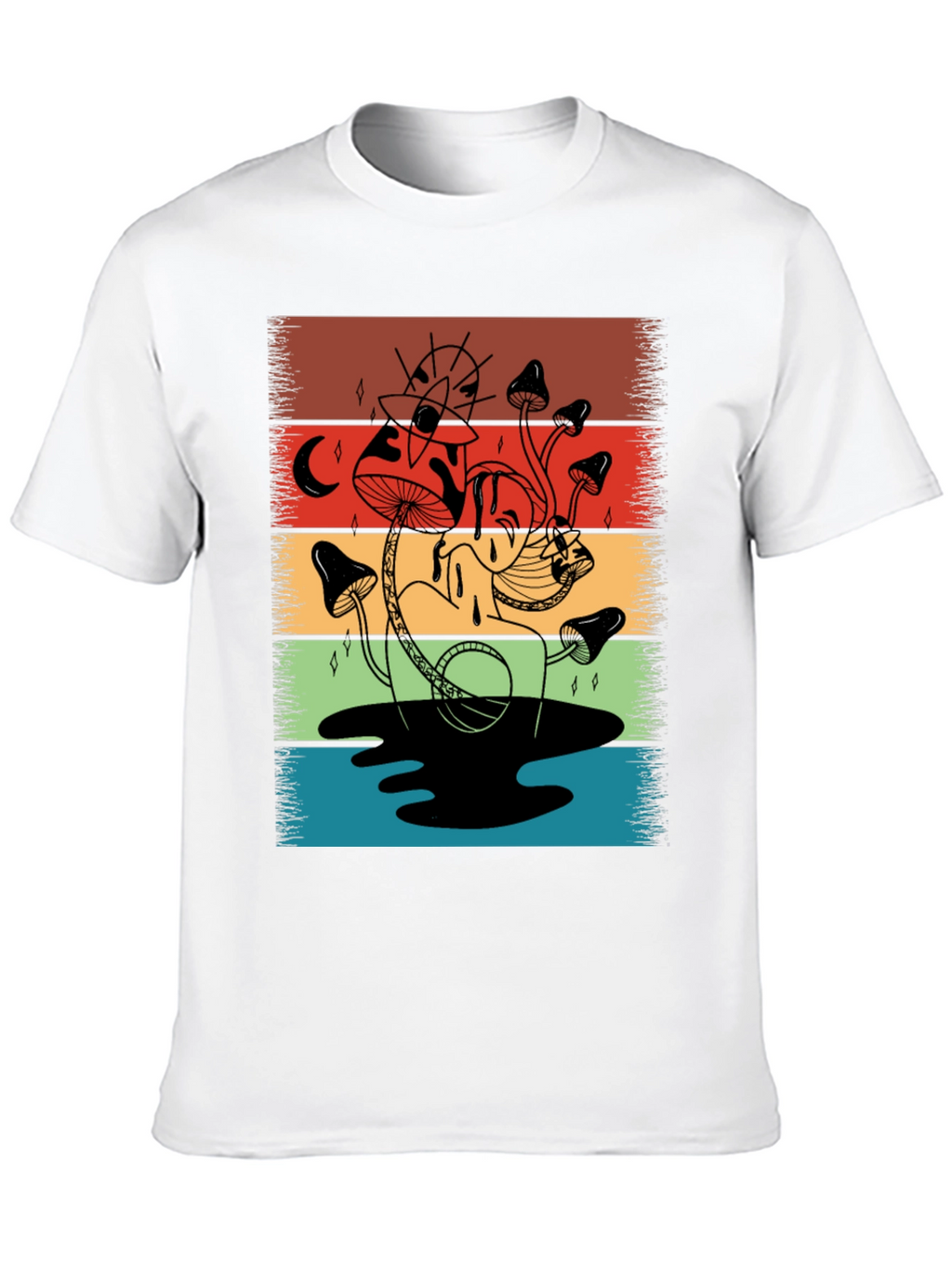 Retro Mushroom Graphic T-Shirt - Psychedelic Style