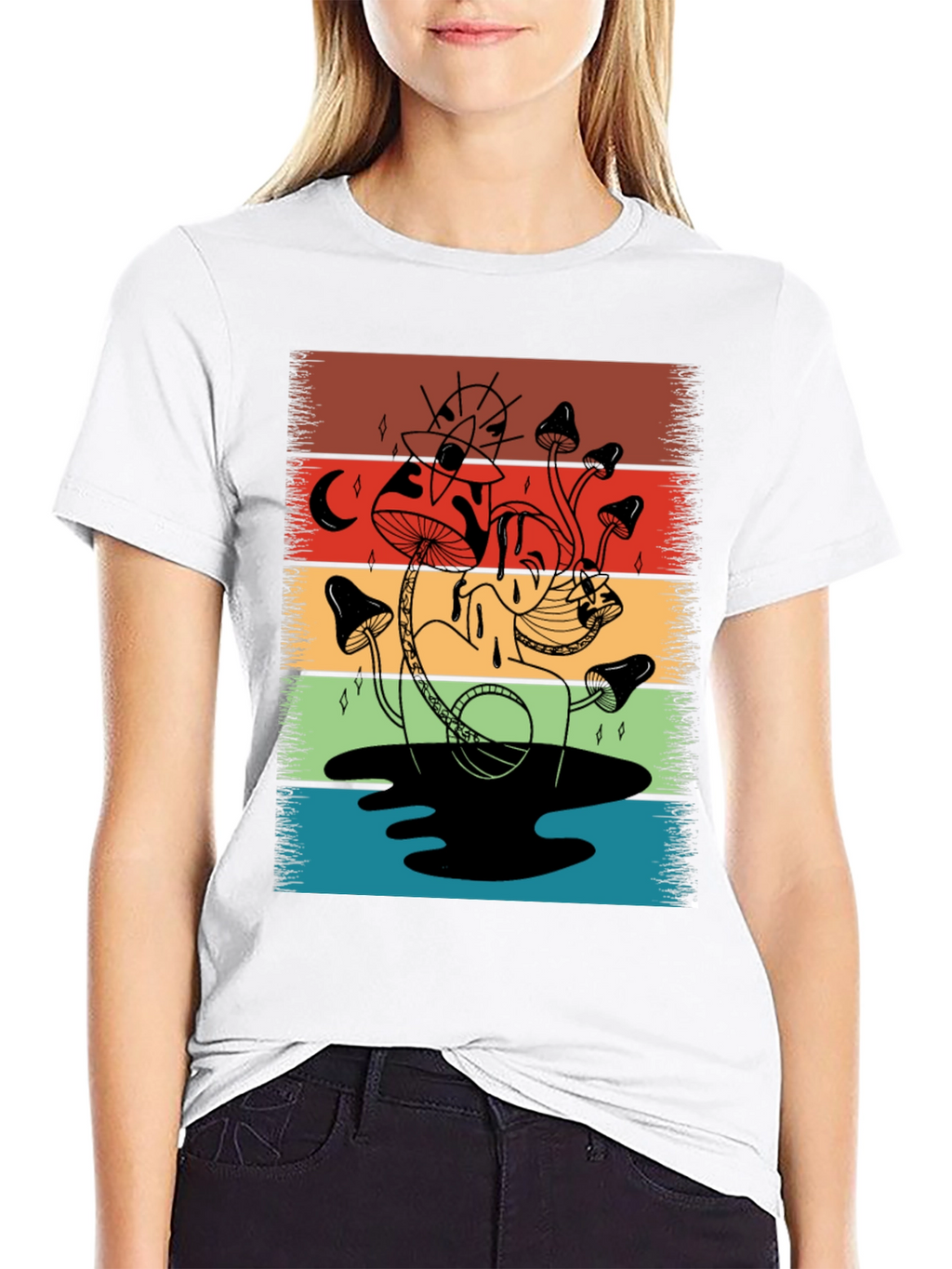 Retro Mushroom Graphic T-Shirt - Psychedelic Style