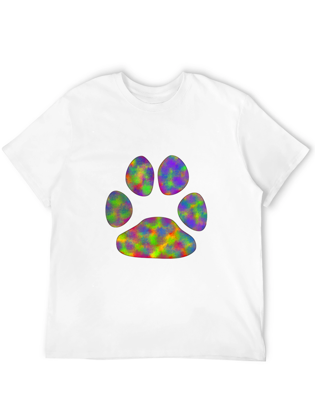 Rainbow Paw Print Black T-Shirt