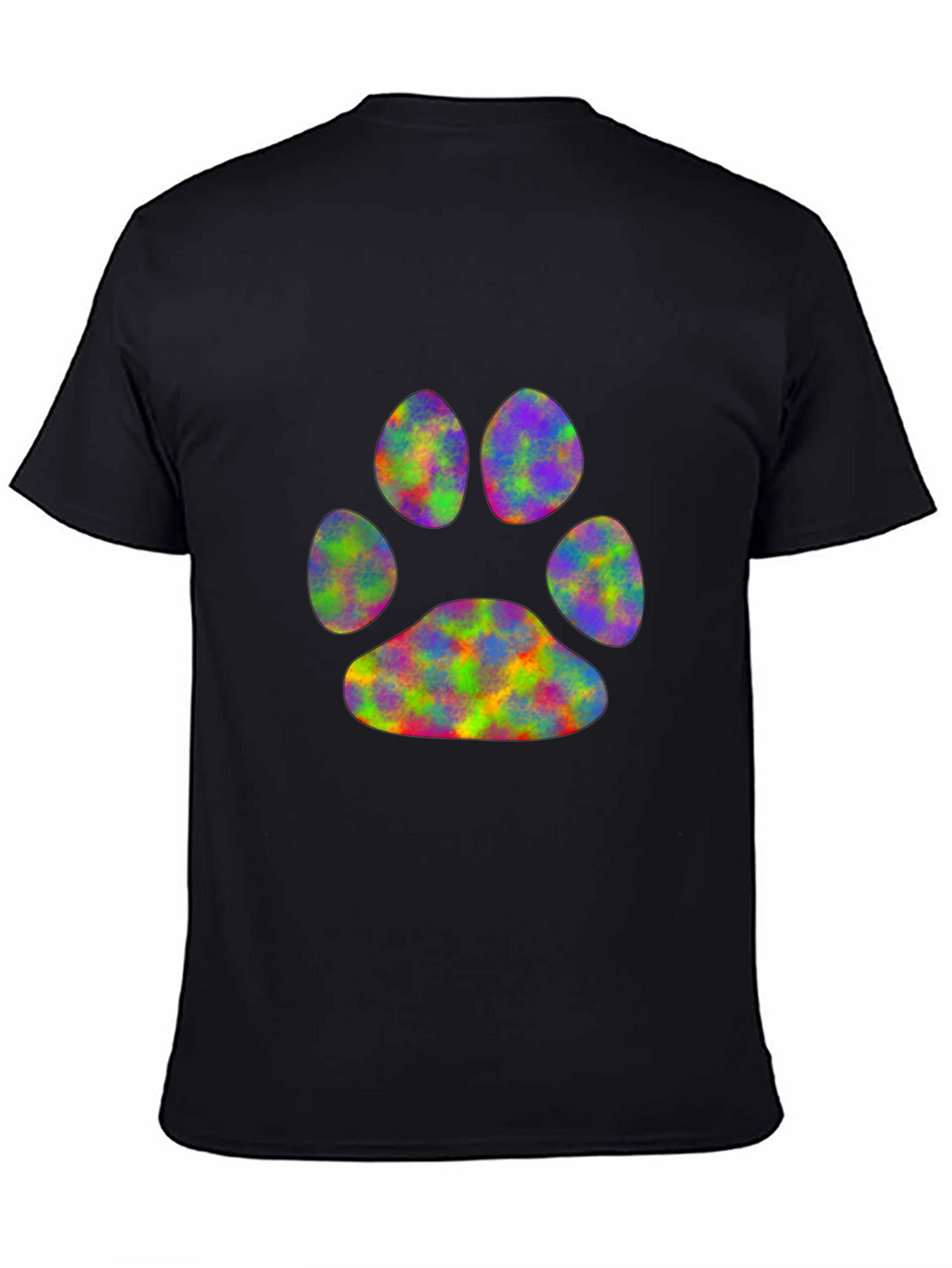 Rainbow Paw Print Black T-Shirt