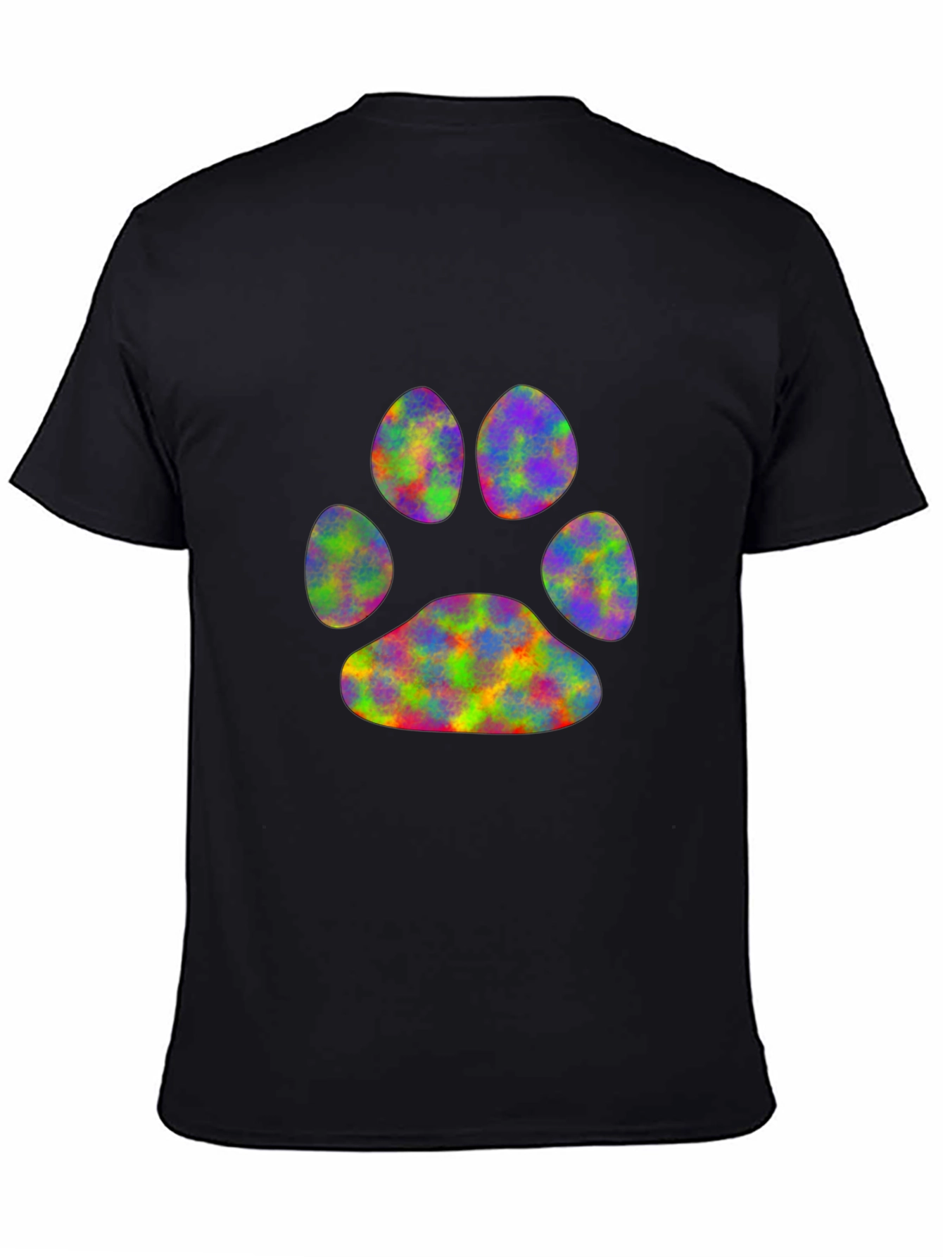 Rainbow Paw Print Black T-Shirt