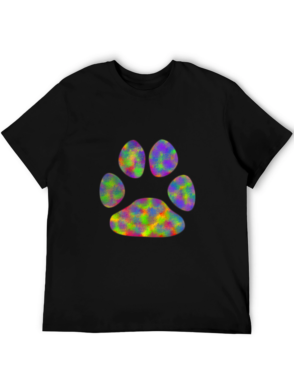 Rainbow Paw Print Black T-Shirt