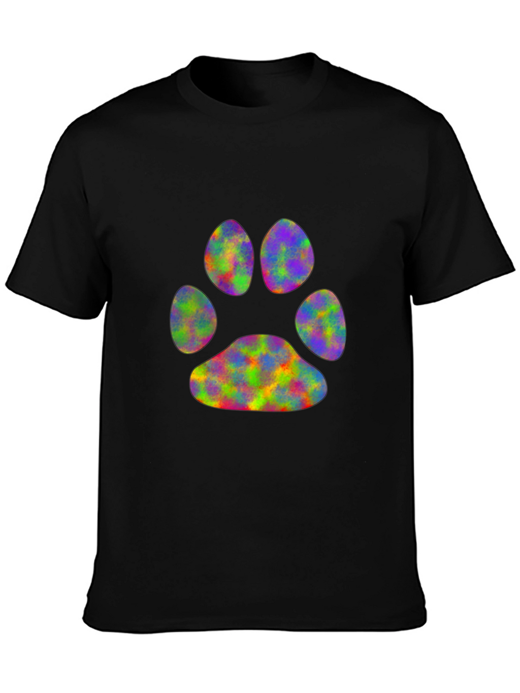 Rainbow Paw Print Black T-Shirt