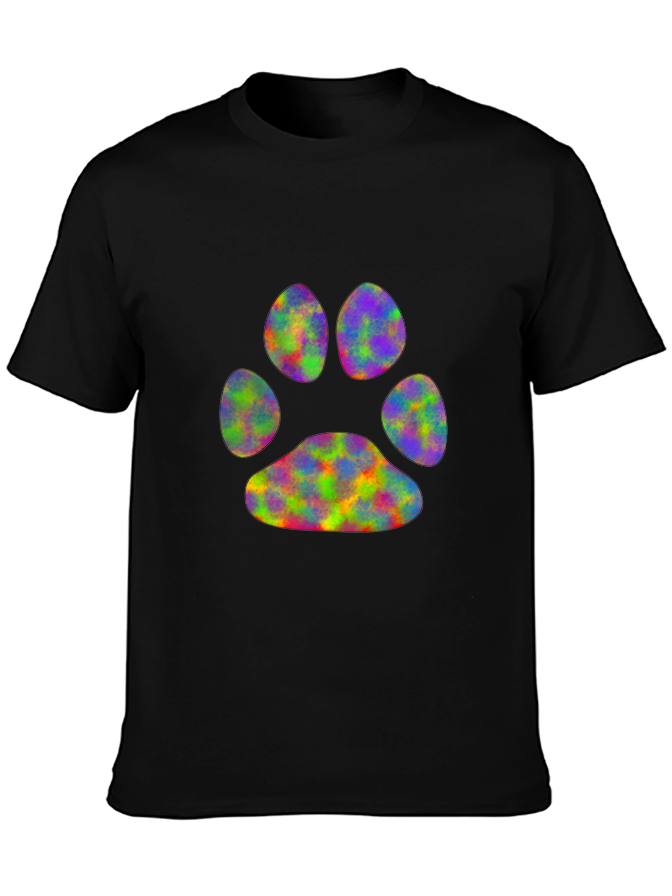 Rainbow Paw Print Black T-Shirt