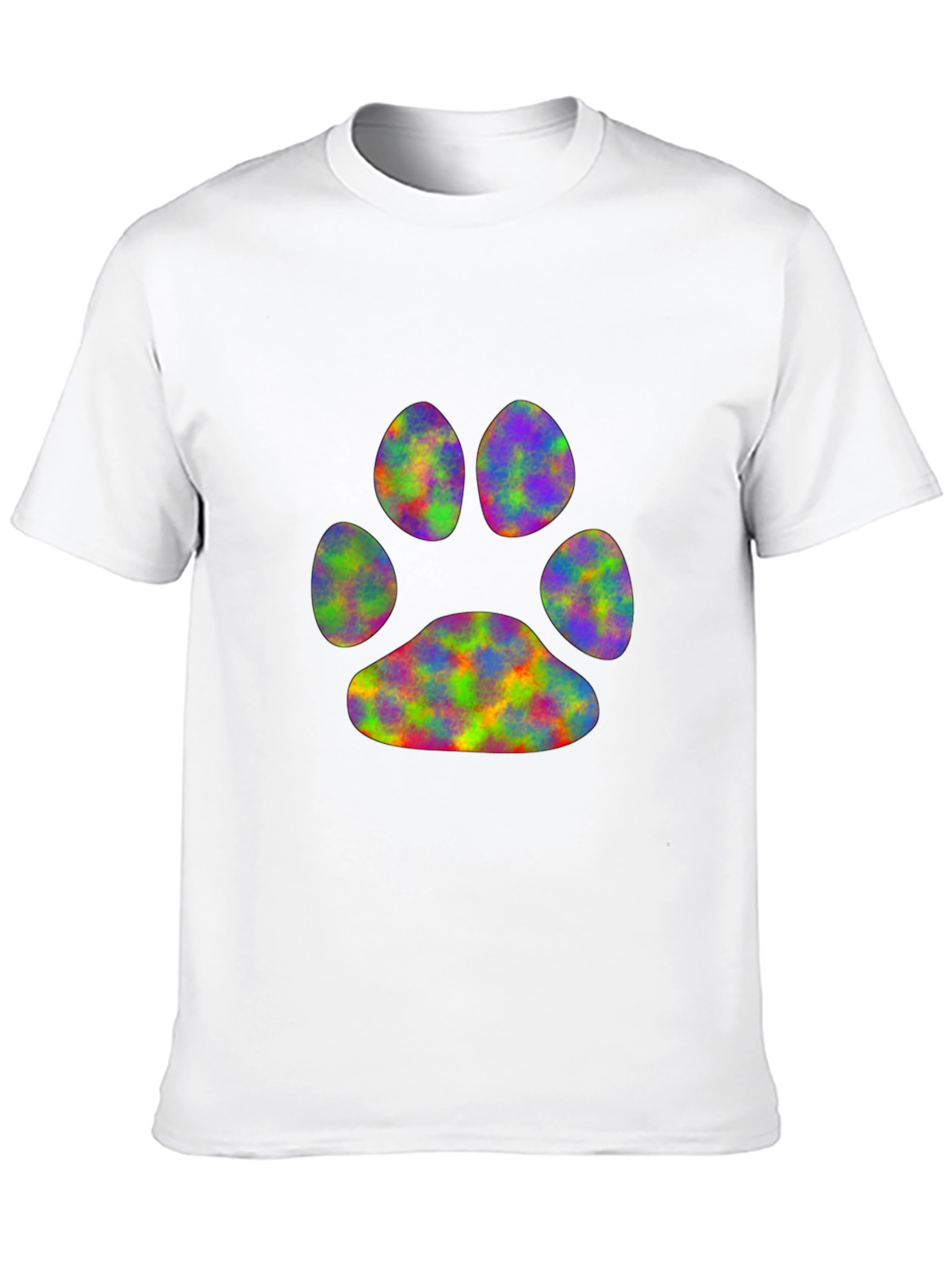 Rainbow Paw Print Black T-Shirt