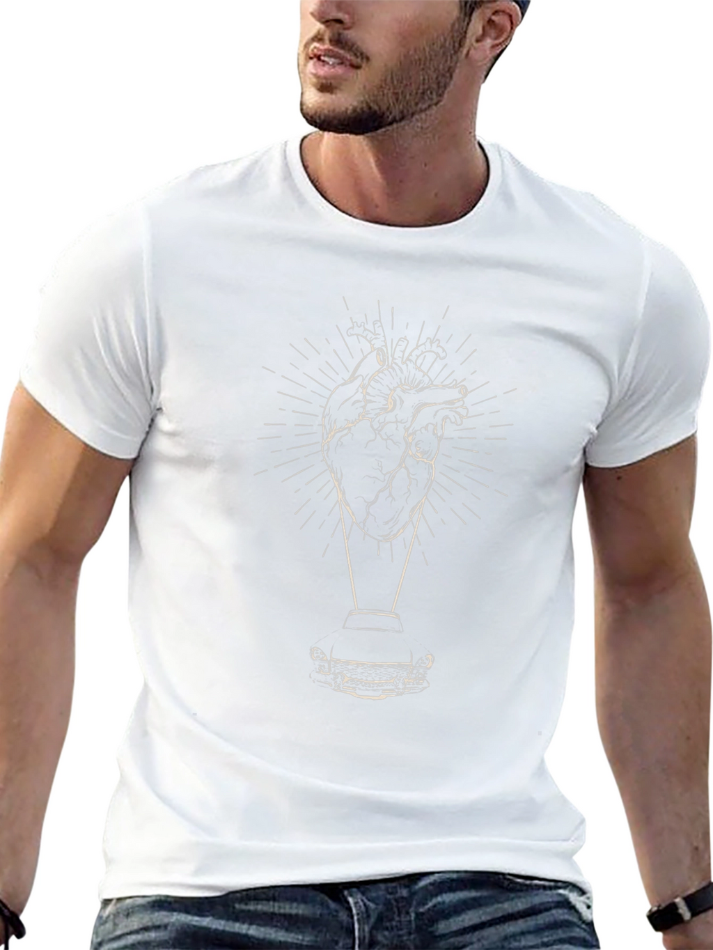 Heart and Car Graphic Tee - Modern Style