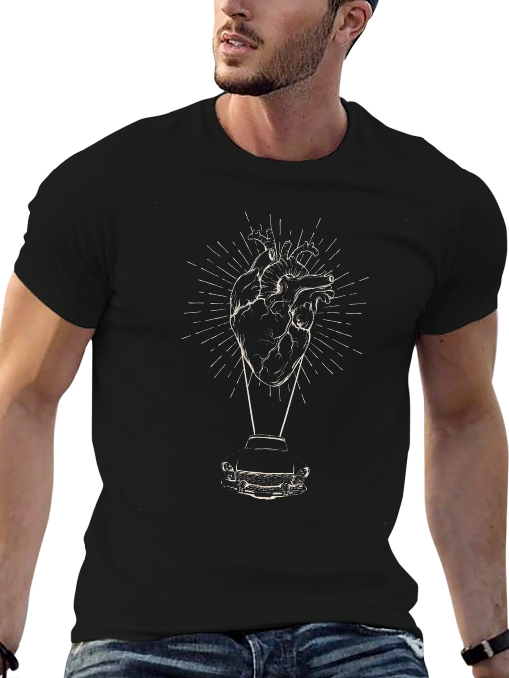 Heart and Car Graphic Tee - Modern Style