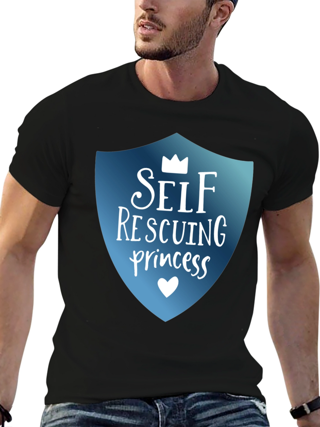 Self Rescuing Princess Black T-Shirt