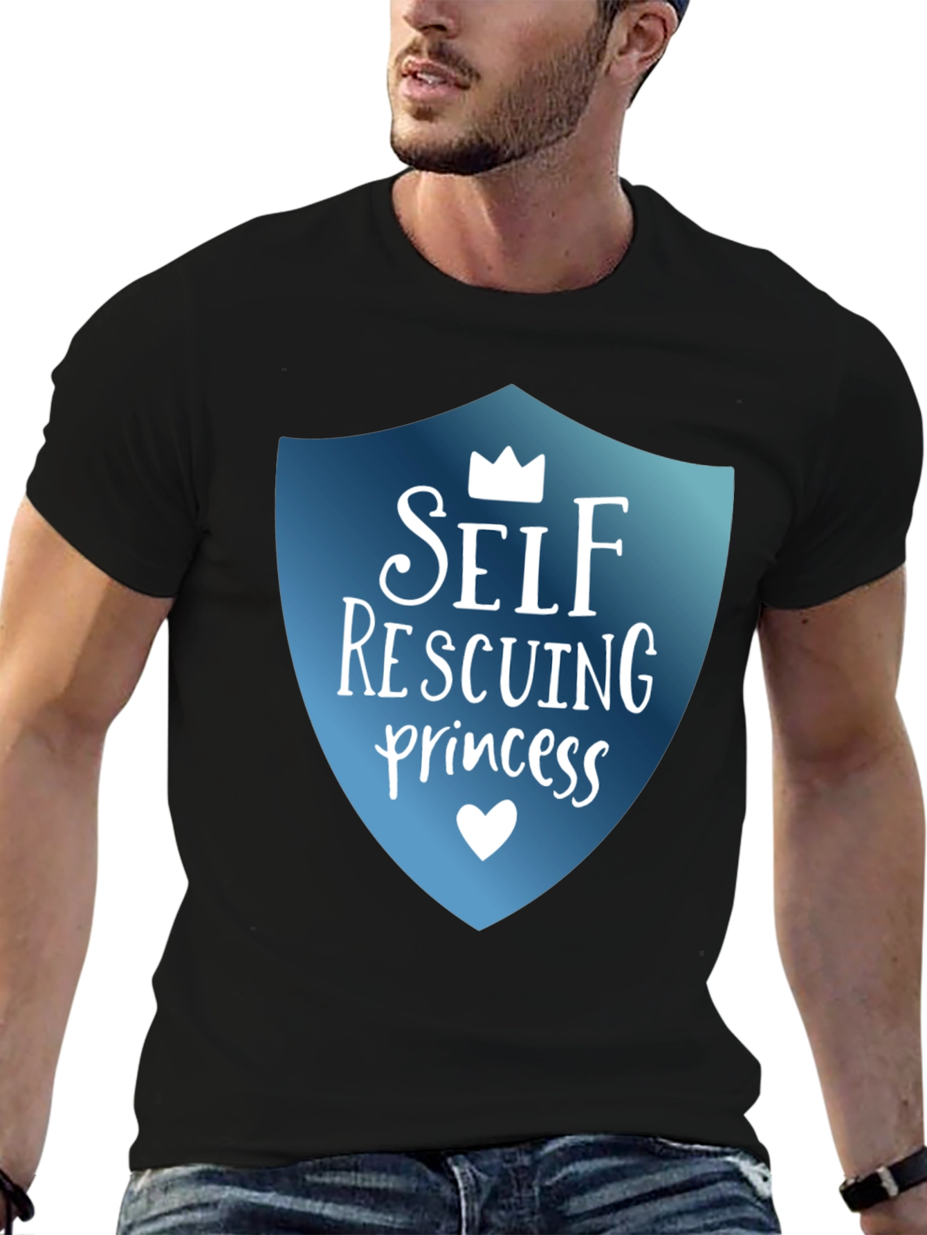 Self Rescuing Princess Black T-Shirt