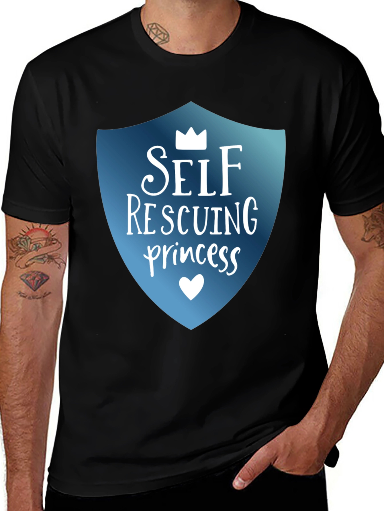 Self Rescuing Princess Black T-Shirt